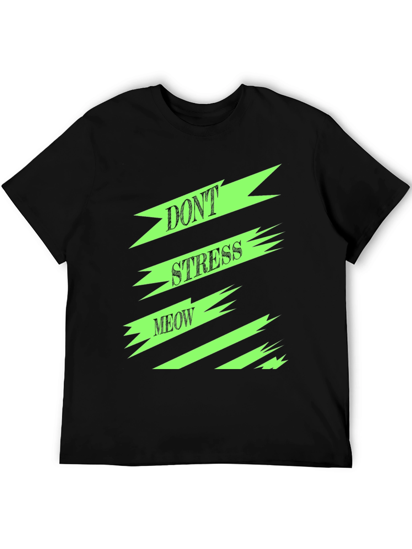 Black Don't Stress Meow Graphic T-Shirt view 5