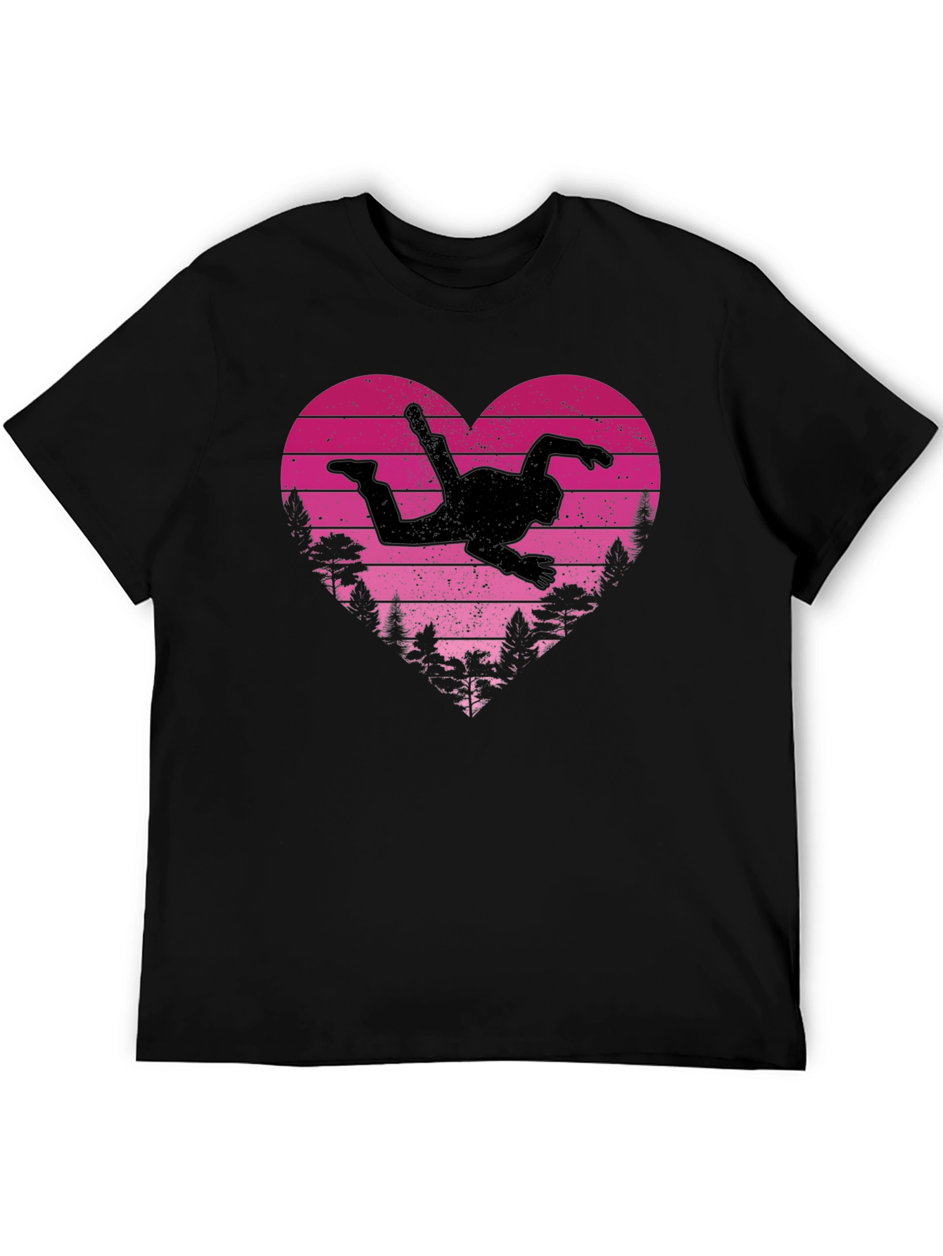Black Skydiving Heart Graphic Tee view 5