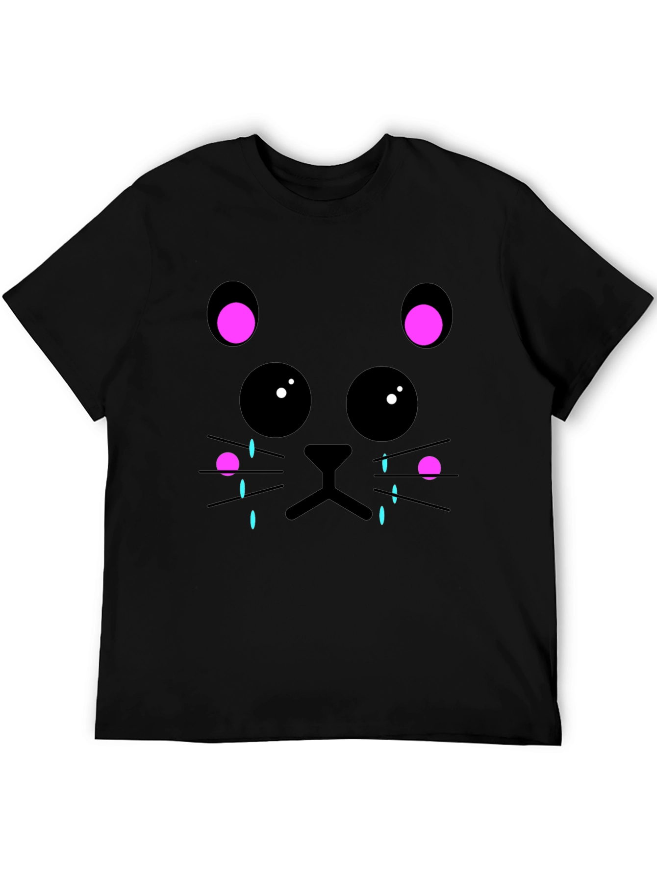 Black Crying Cat Graphic Tee - Unisex Black T-Shirt view 5