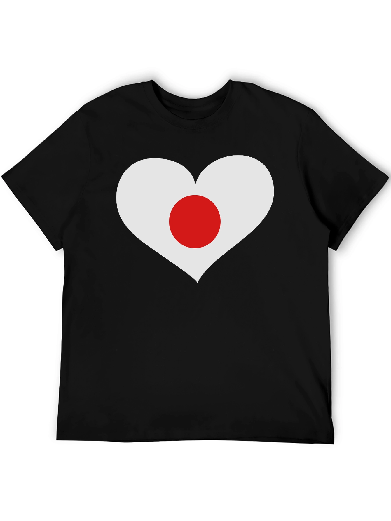 Black Japan Flag Heart Graphic T-Shirt view 5