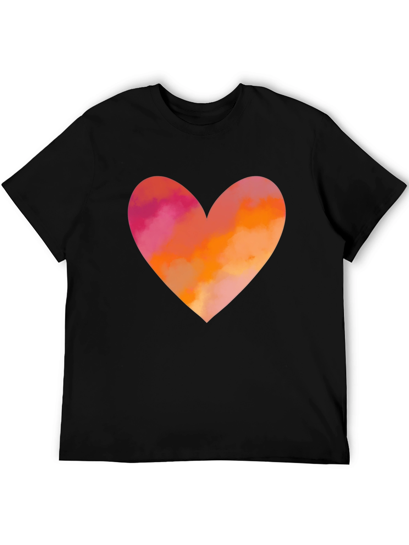 Black Heart Graphic T-Shirt - Black Cotton Blend Casual Tee view 5