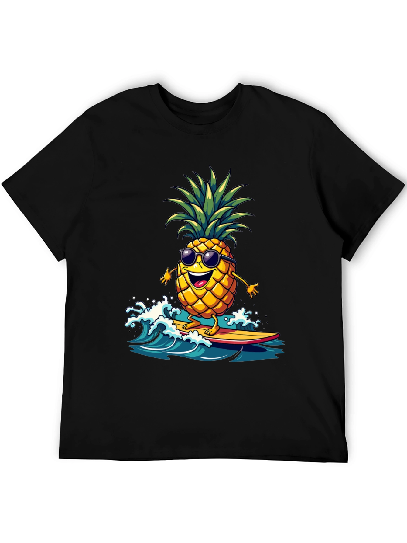 Black Surfing Pineapple T-Shirt - Tropical Fun! view 5