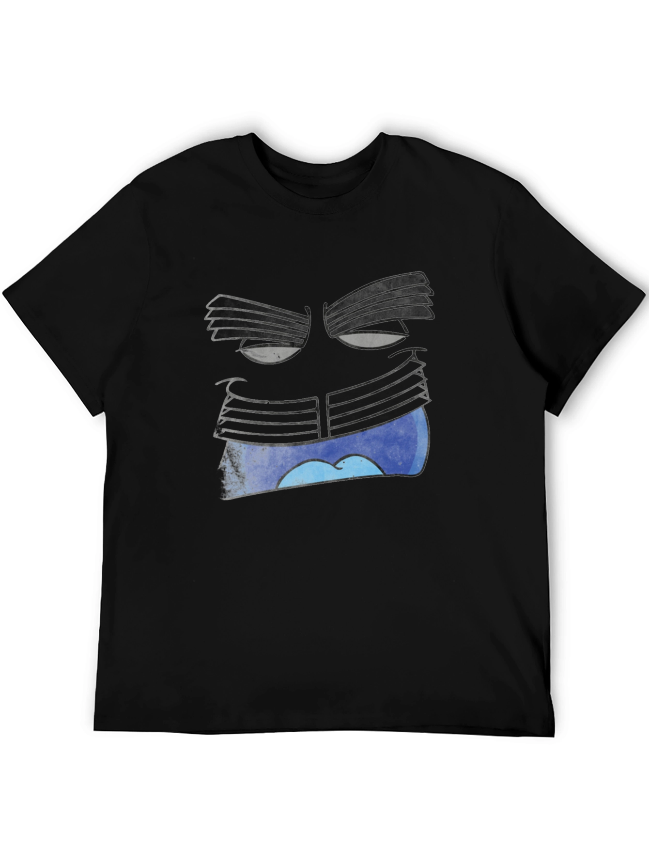Surreal Face Graphic Black T-Shirt - 5