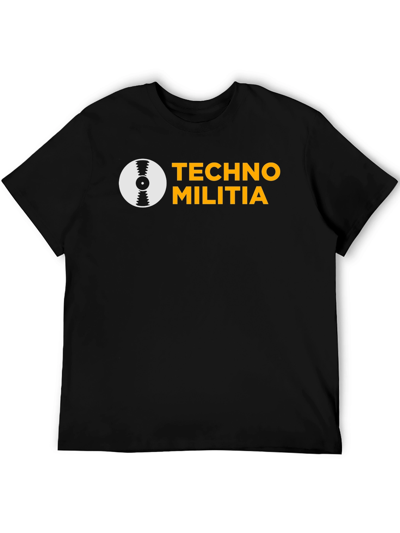 Black Techno Militia Graphic Tee - Black Cotton T-Shirt view 5