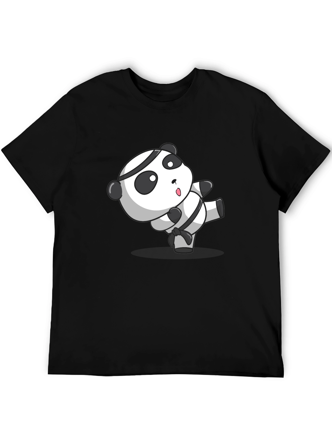 Black Martial Arts Panda T-Shirt - Black Cotton Tee view 5