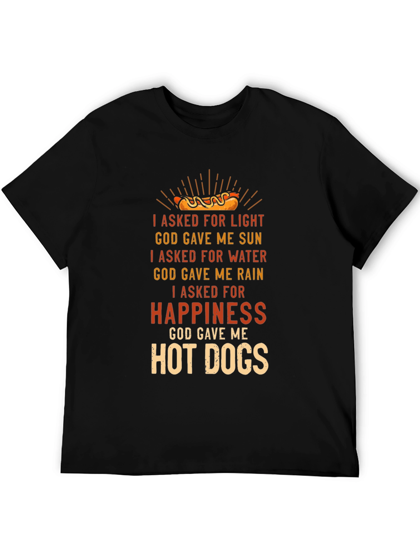 Black Hot Dog Happiness Graphic T-Shirt view 5