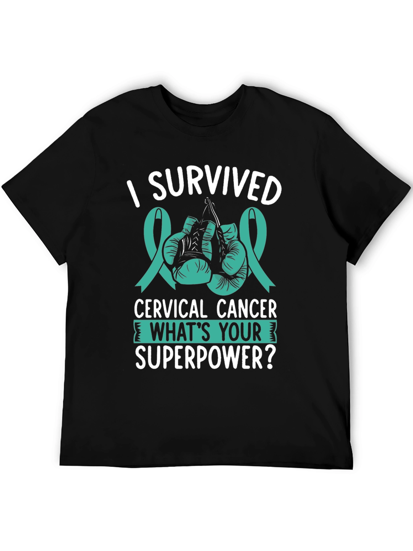 Black I Survived Cervical Cancer T-Shirt view 5