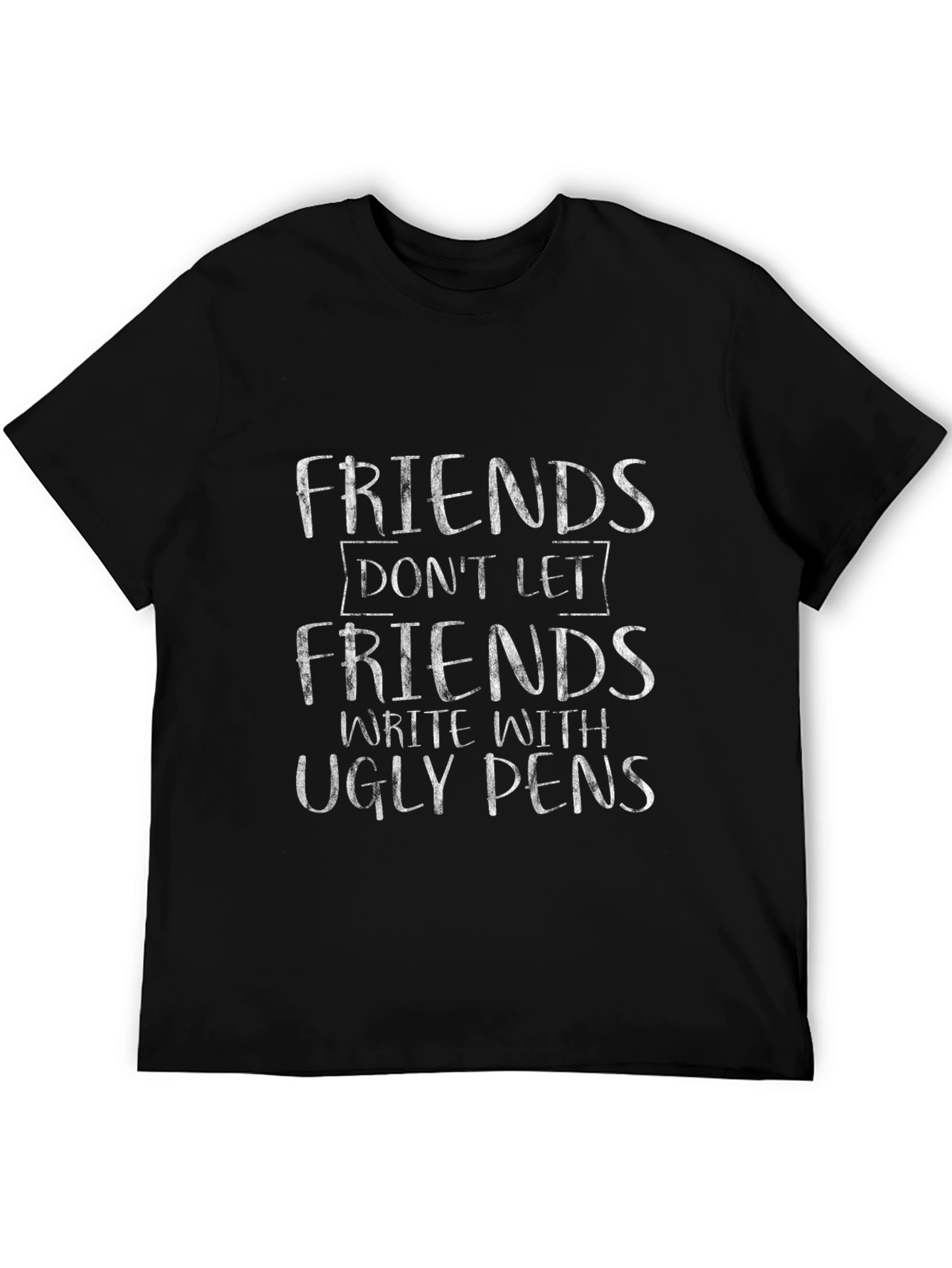 Black Funny Friends Ugly Pens Graphic T-Shirt view 5