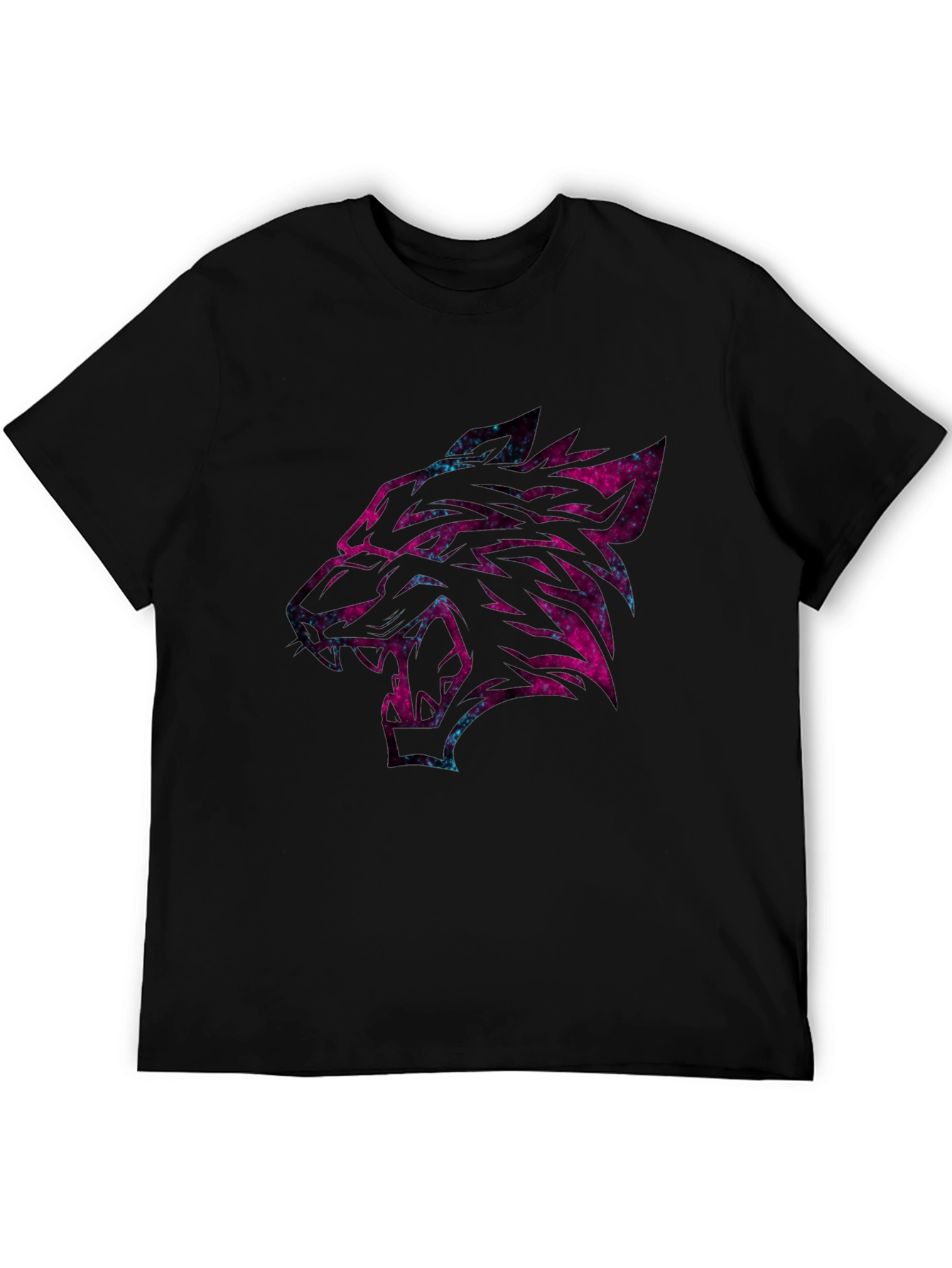 Black Galaxy Wolf Graphic Tee - Black Cotton Short Sleeve view 5