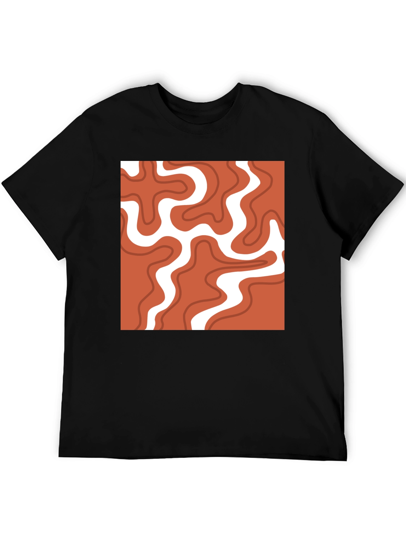 Black Retro Swirl T-Shirt - Modern Abstract Tee view 5