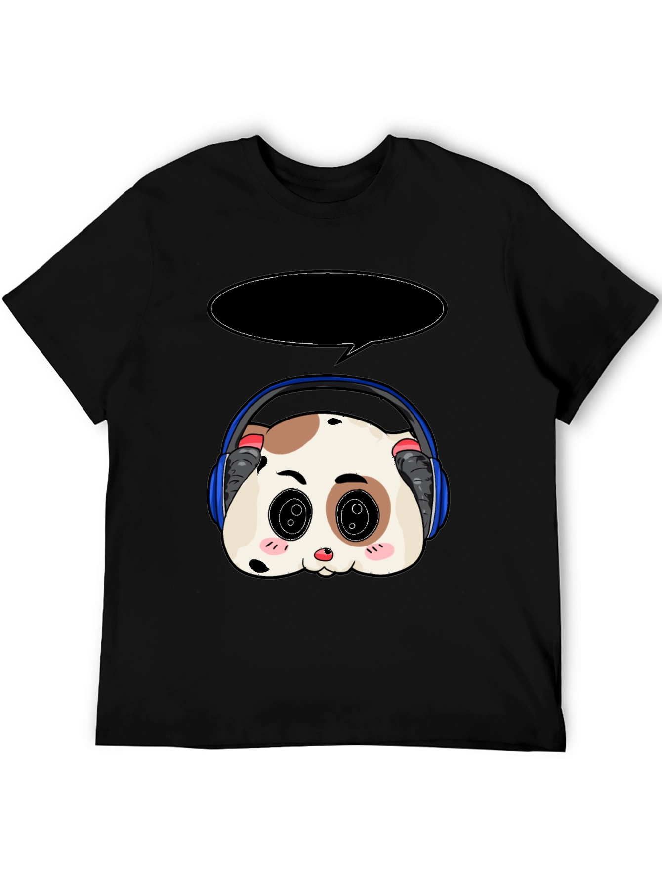 Black Cute Panda Headphone T-Shirt view 5