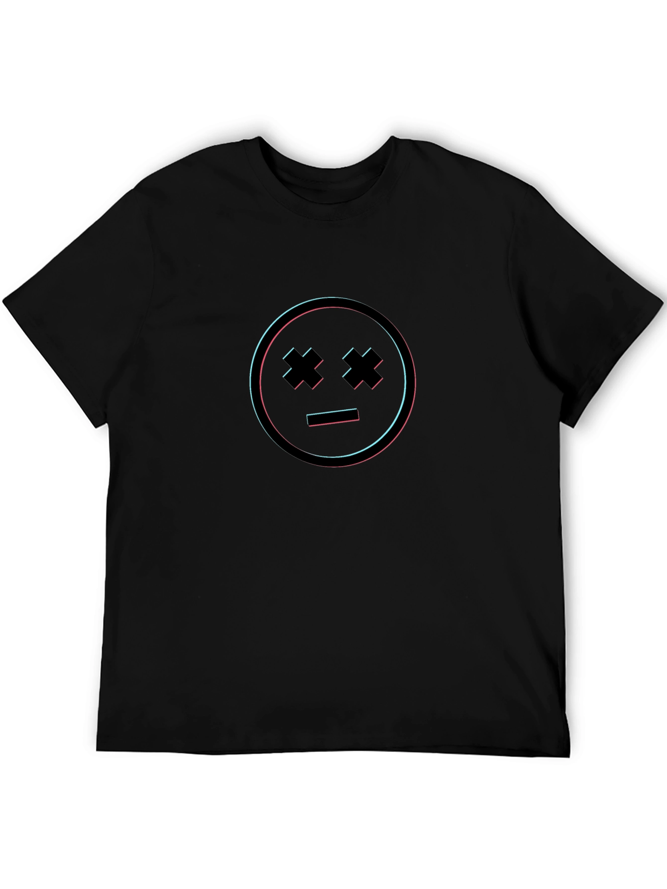 Black Glitch Smiley Face Black T-Shirt view 5