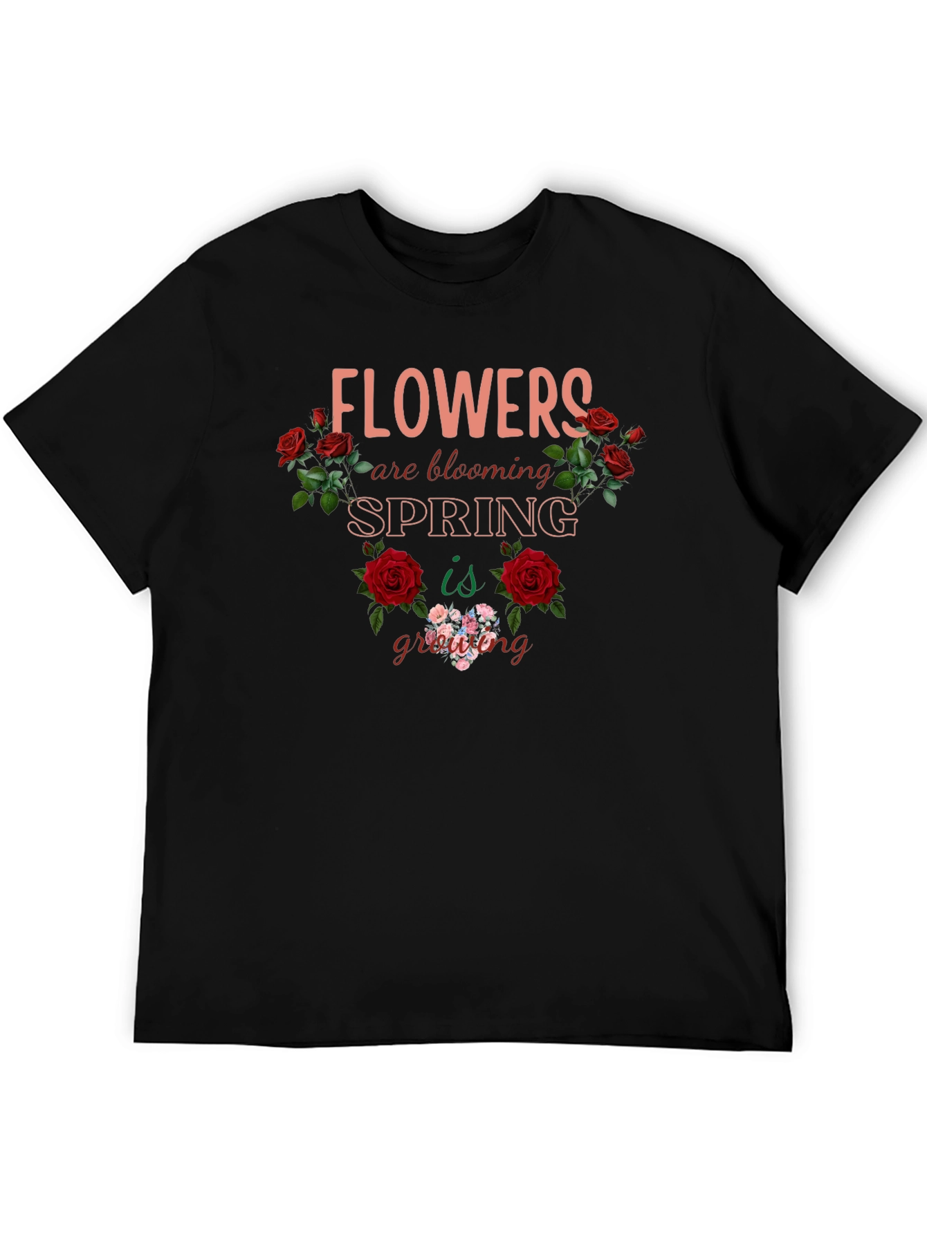 Black Flowers are Blooming Spring is Growing T-shirt view 5