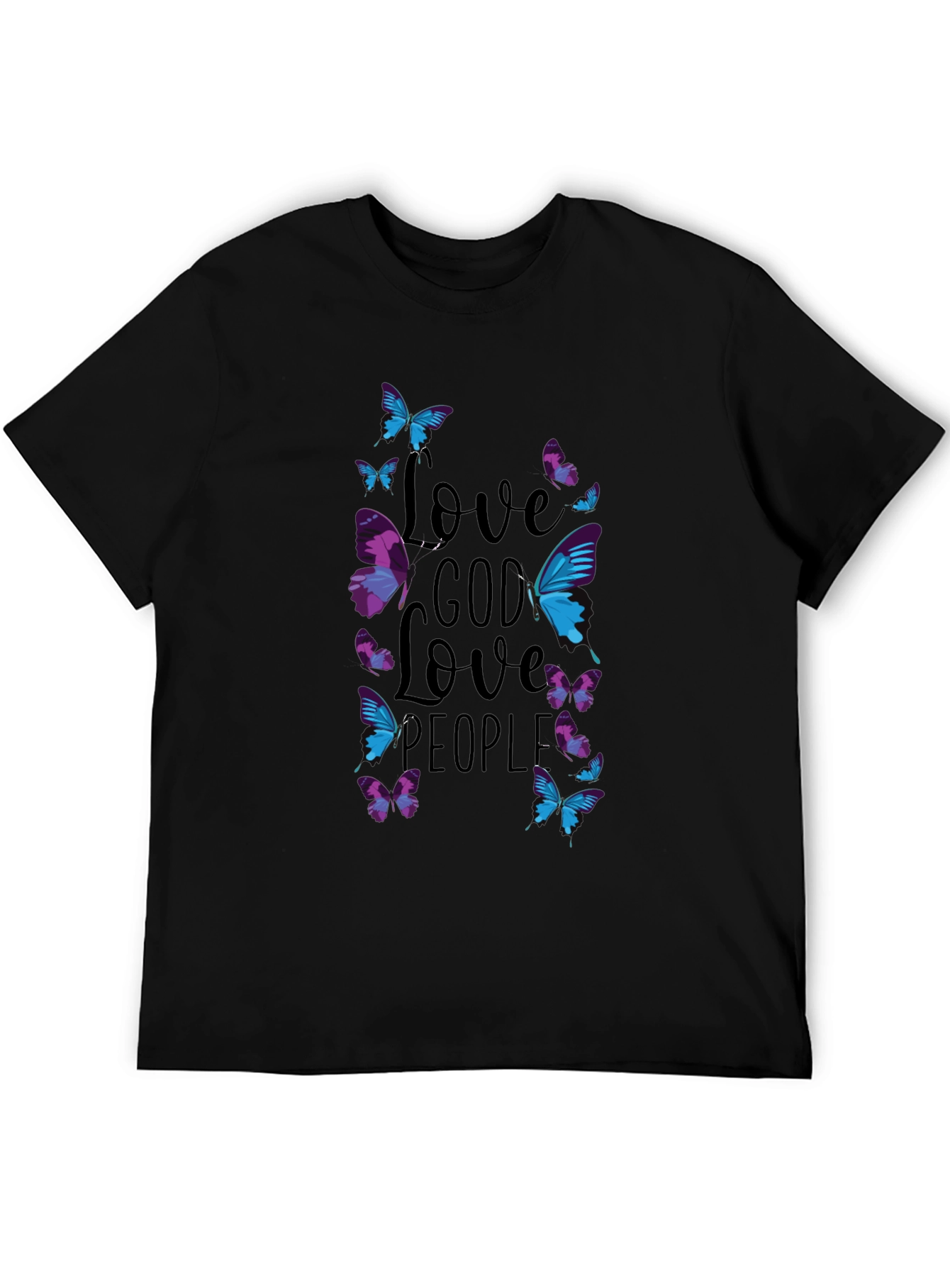Black Love God Love People Butterfly T-Shirt view 5