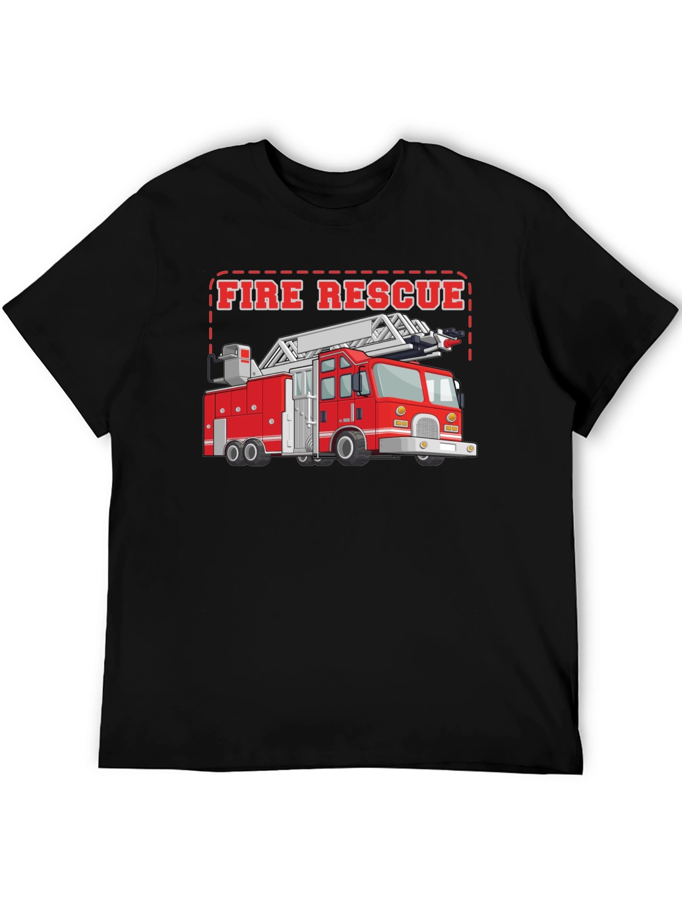 Black Fire Rescue Truck T-Shirt view 5