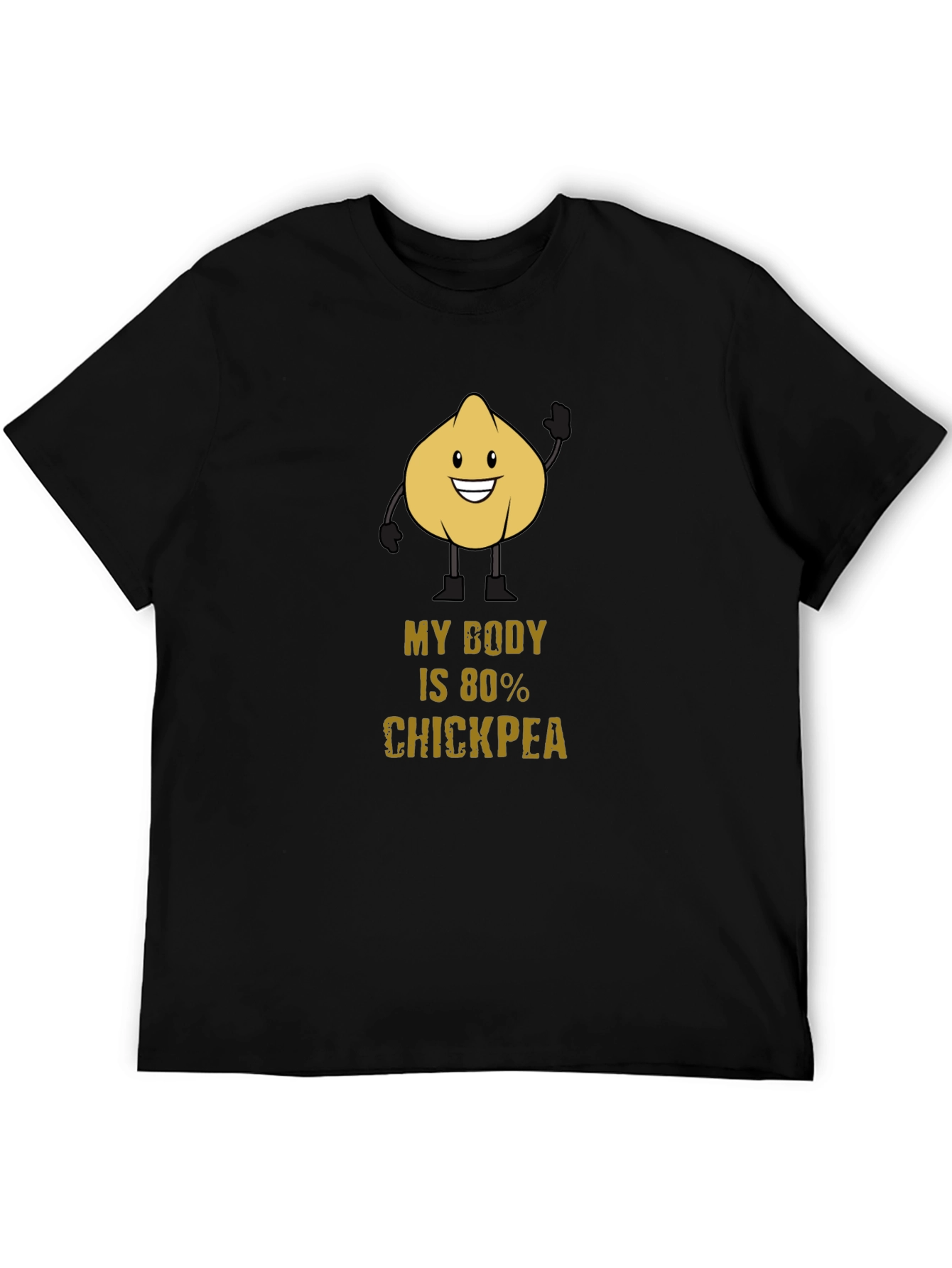 Black Funny Chickpea T-Shirt - My Body Is 80% Chickpea Tee view 5