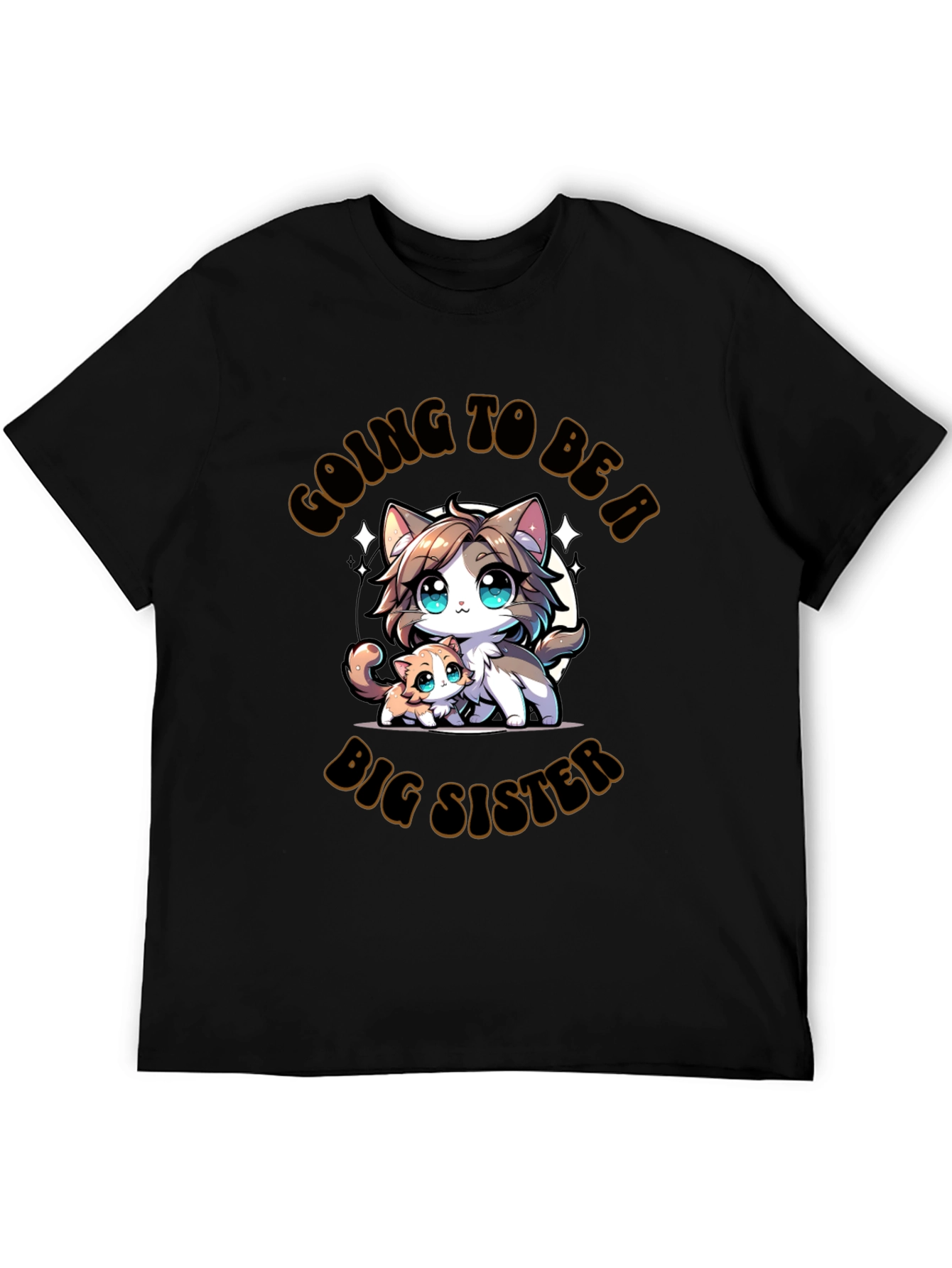 Black Big Sister Cat T-Shirt view 5