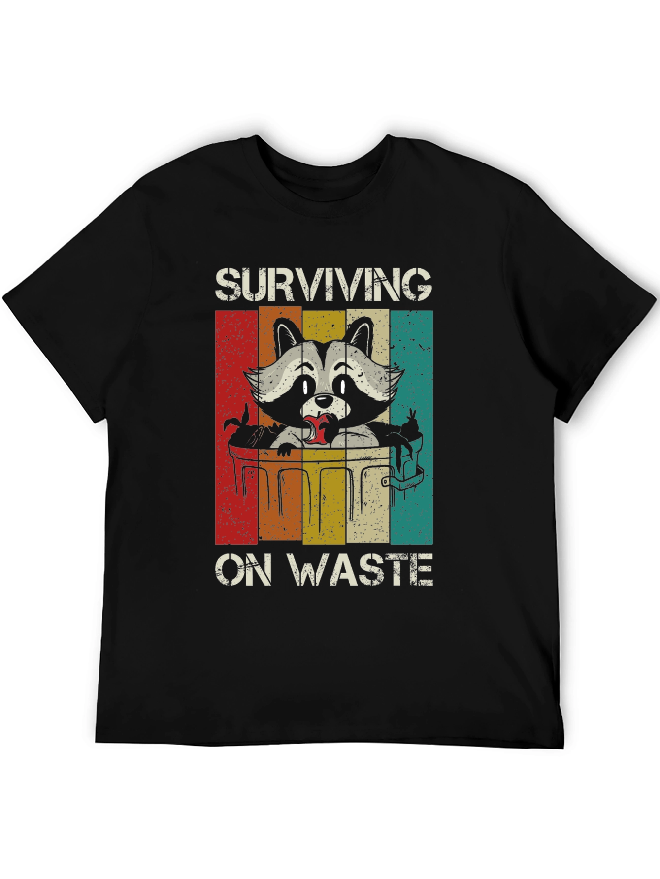 Black Surviving on Waste Raccoon Graphic Tee view 5