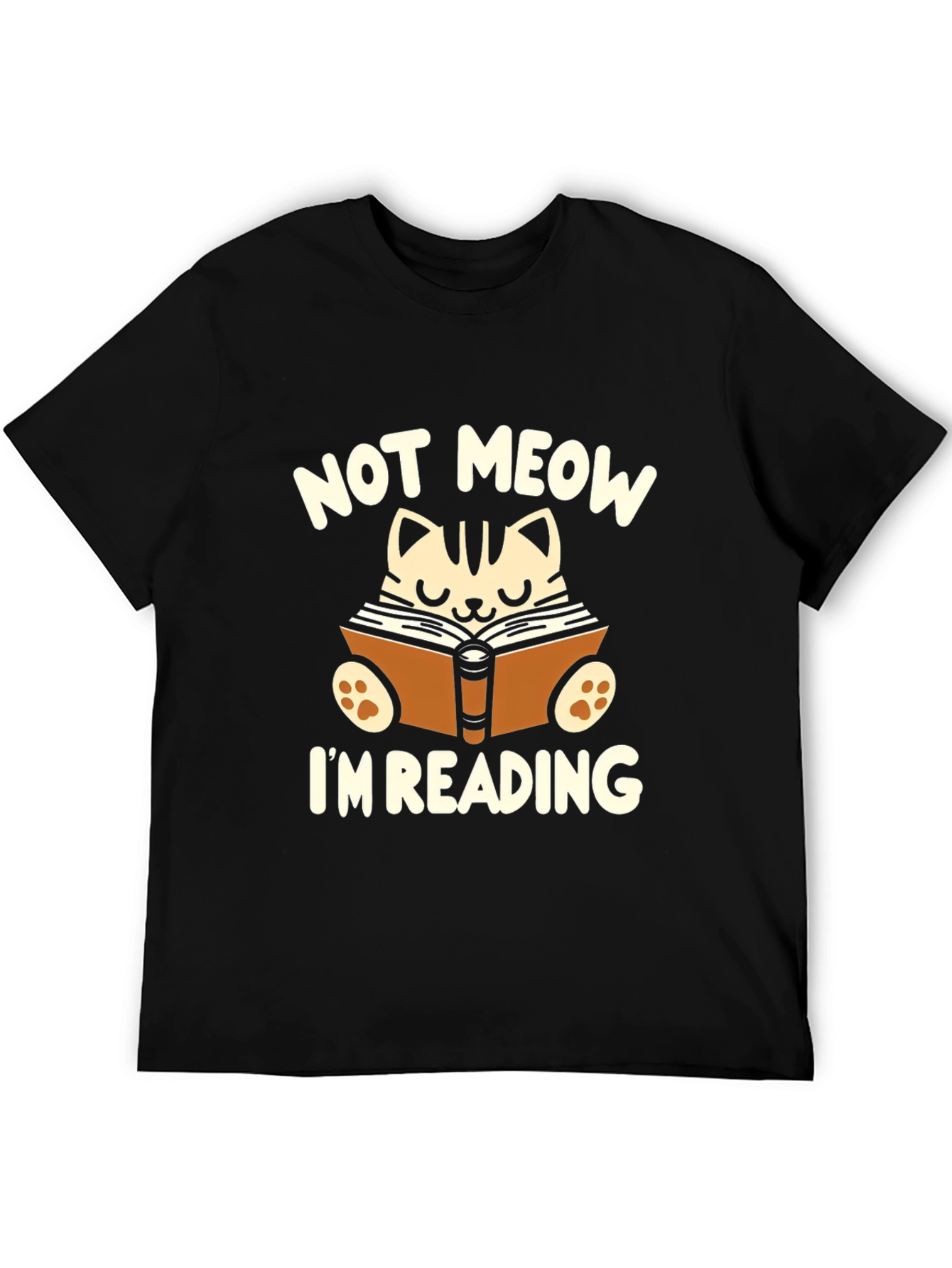 Black Funny Cat Reading Book T-Shirt view 5