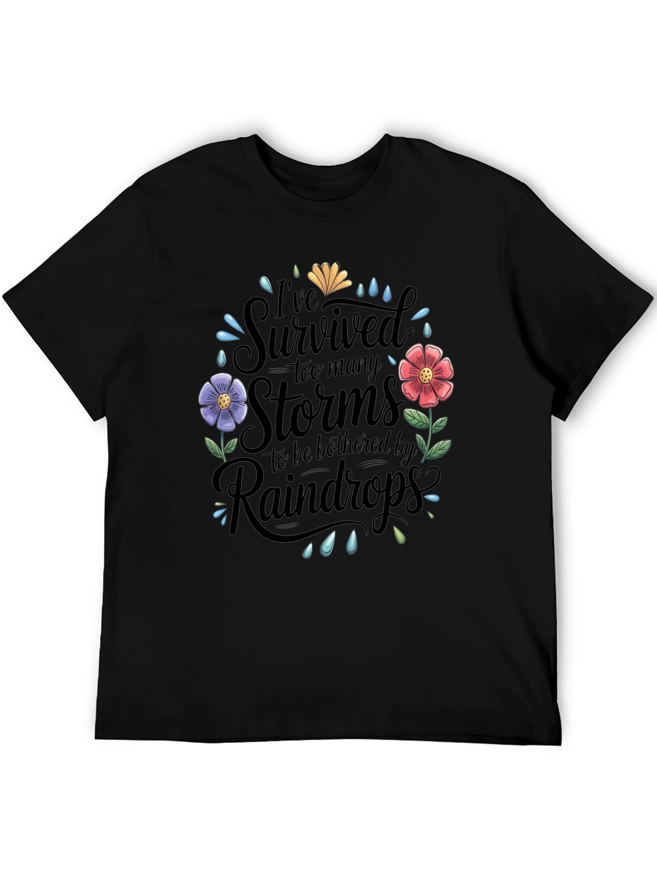 Black Survived Storms Graphic T-Shirt - Unisex Cotton Tee view 5