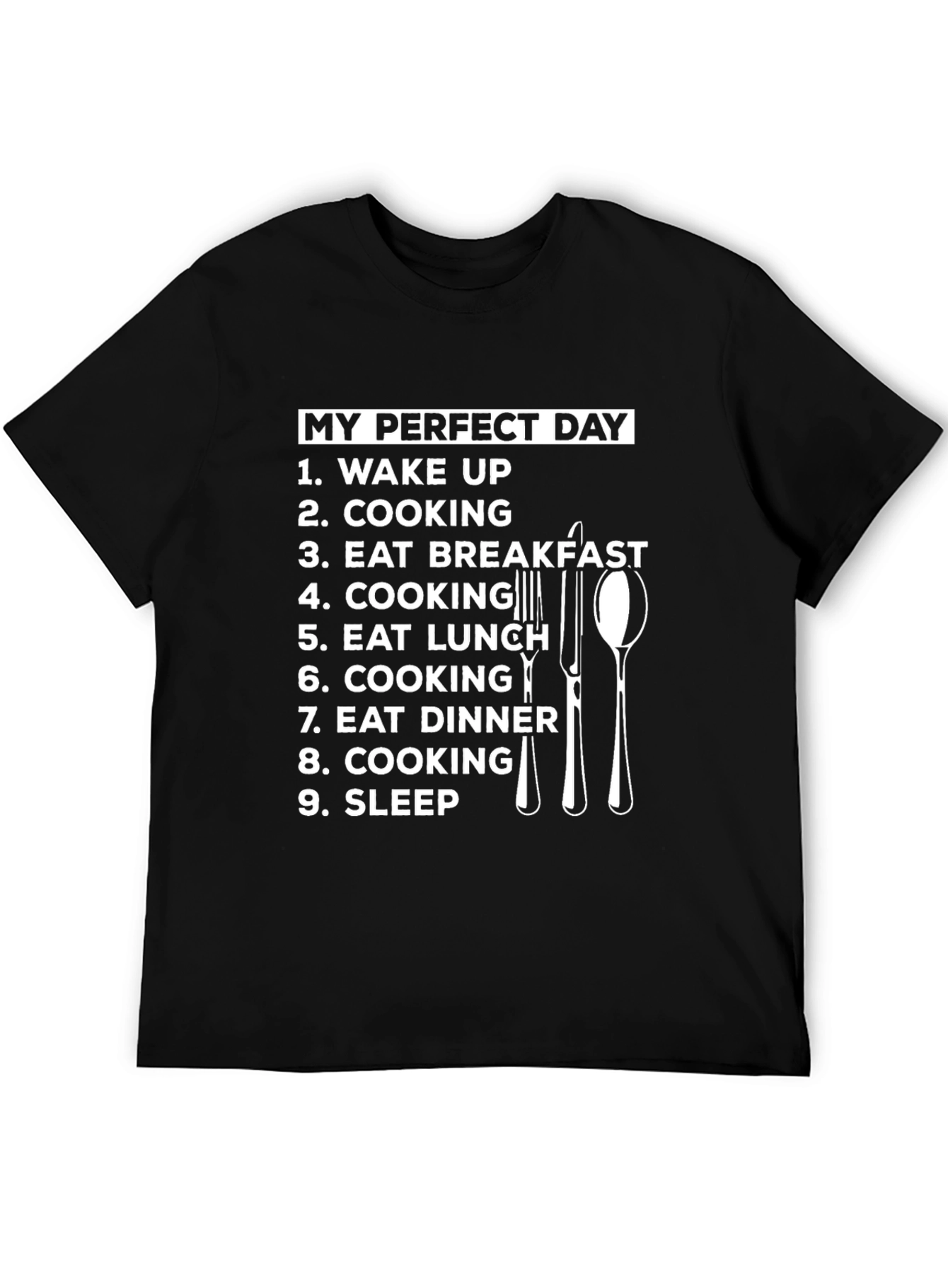 Black My Perfect Day Cooking T-Shirt - Chef Gift Idea view 5