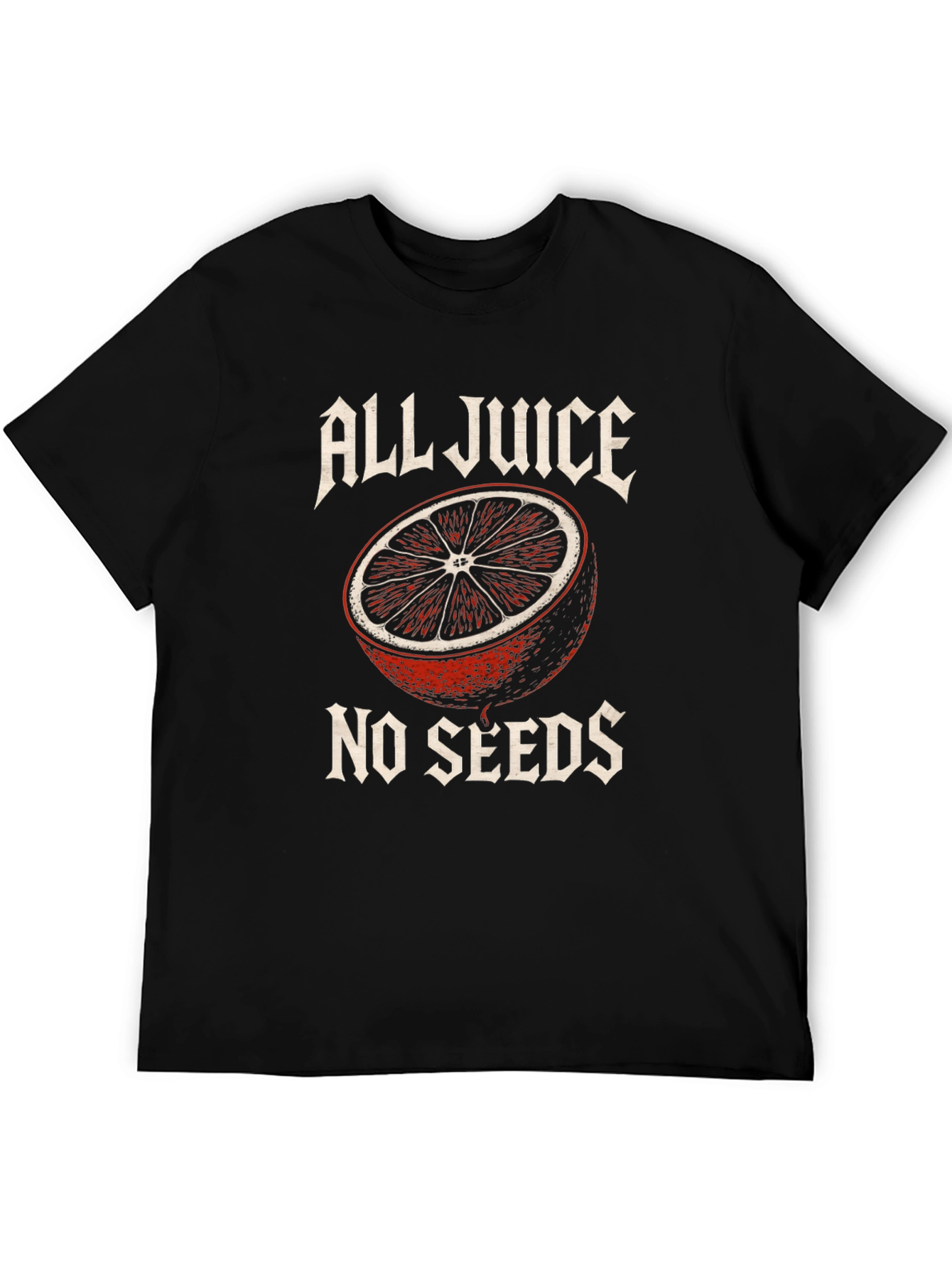 Black All Juice No Seeds T-Shirt - Funny Fruit Graphic Tee view 5