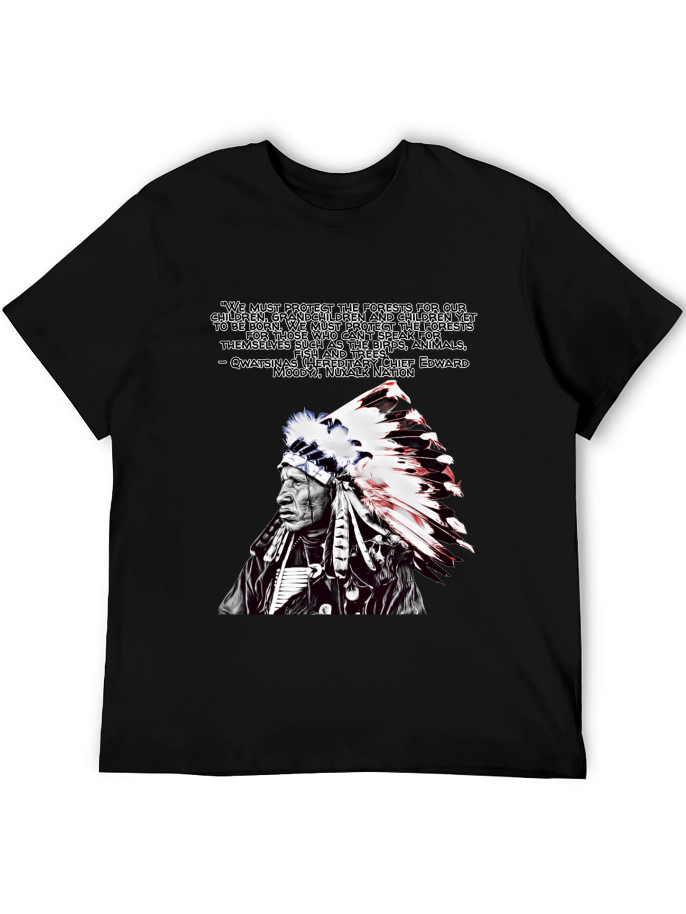 Black Native American Chief Graphic T-Shirt view 5
