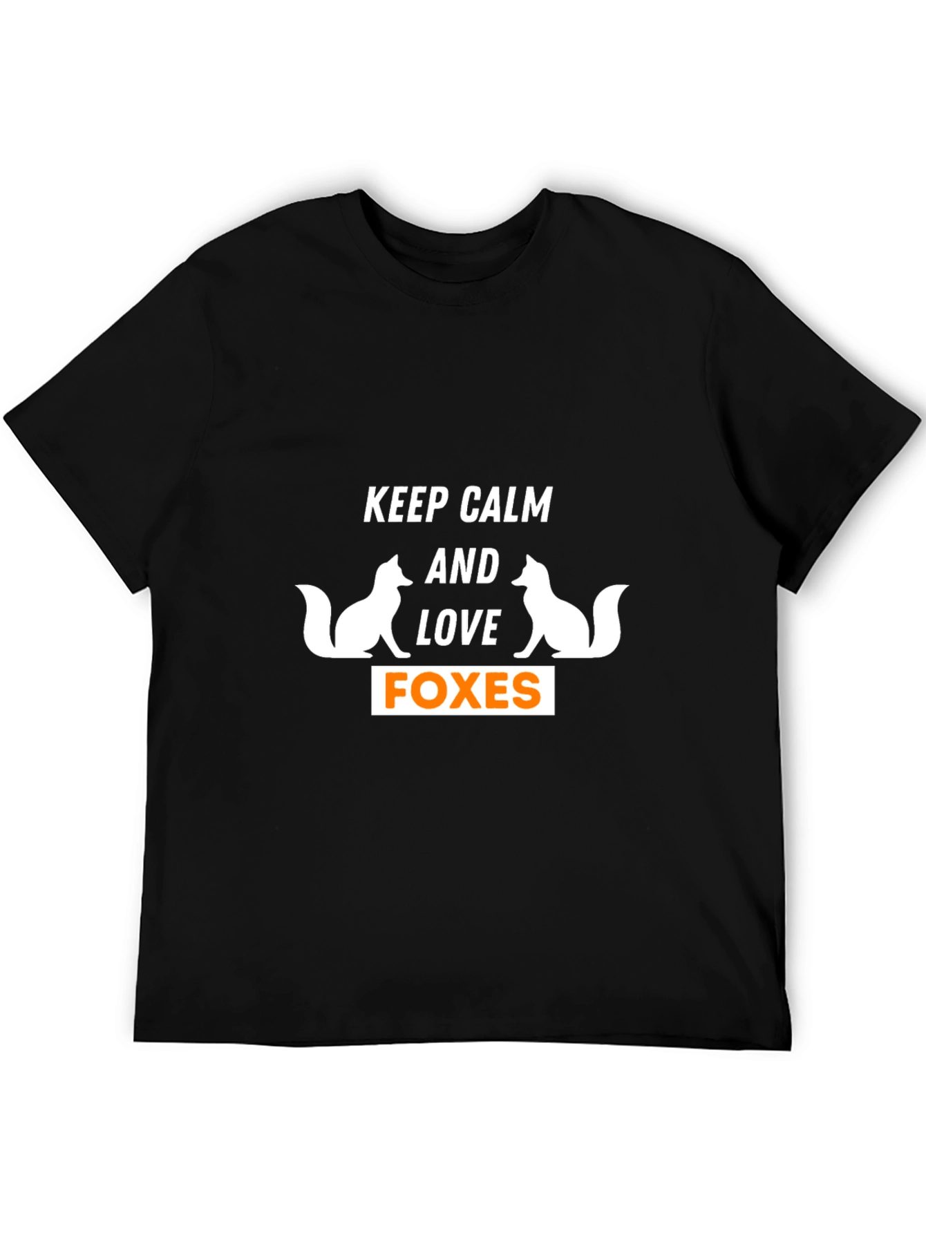 Black Keep Calm and Love Foxes Graphic T-Shirt view 5