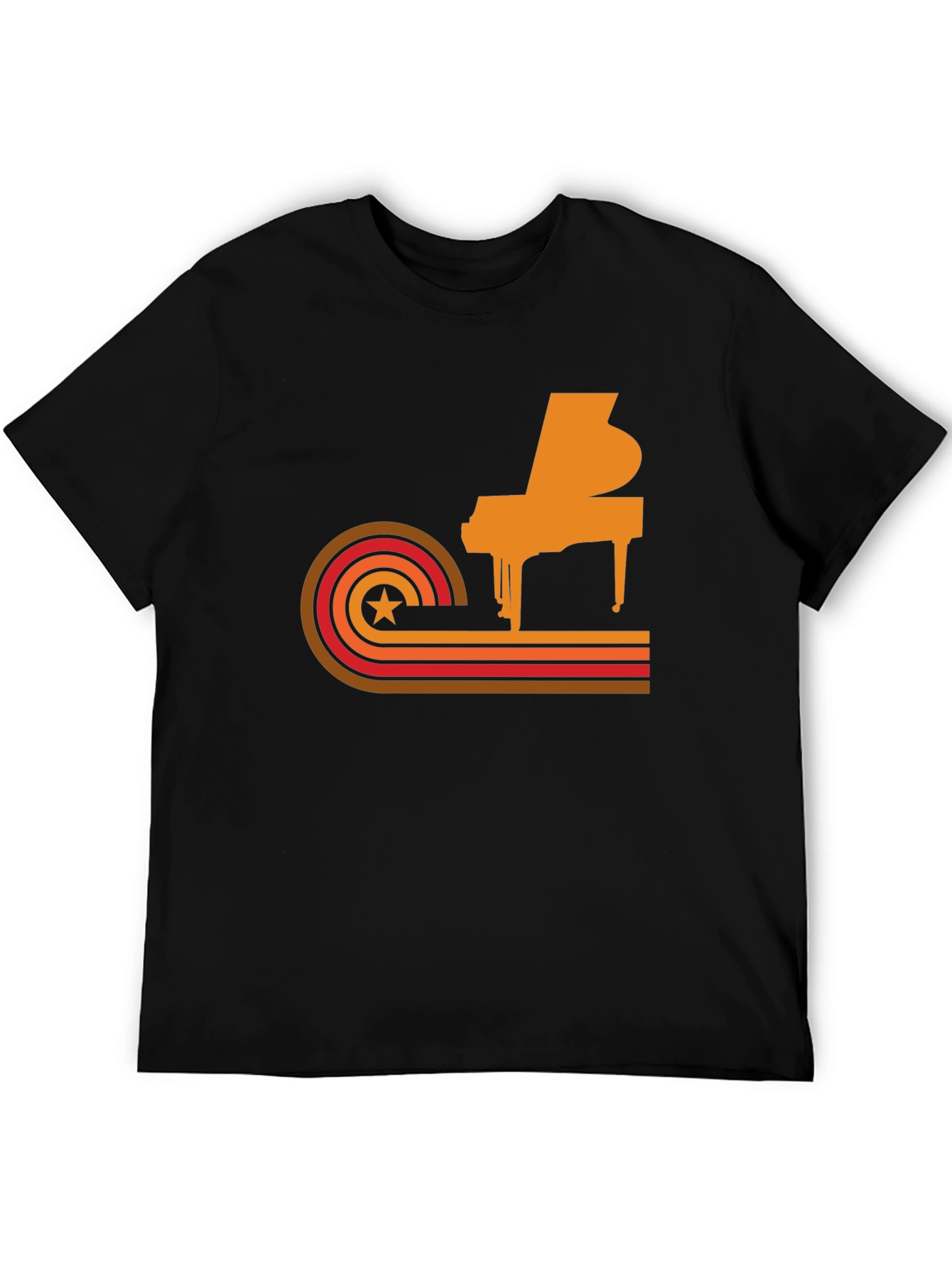 Black Retro Piano Graphic Tee - Cool Music Lover T-Shirt view 5