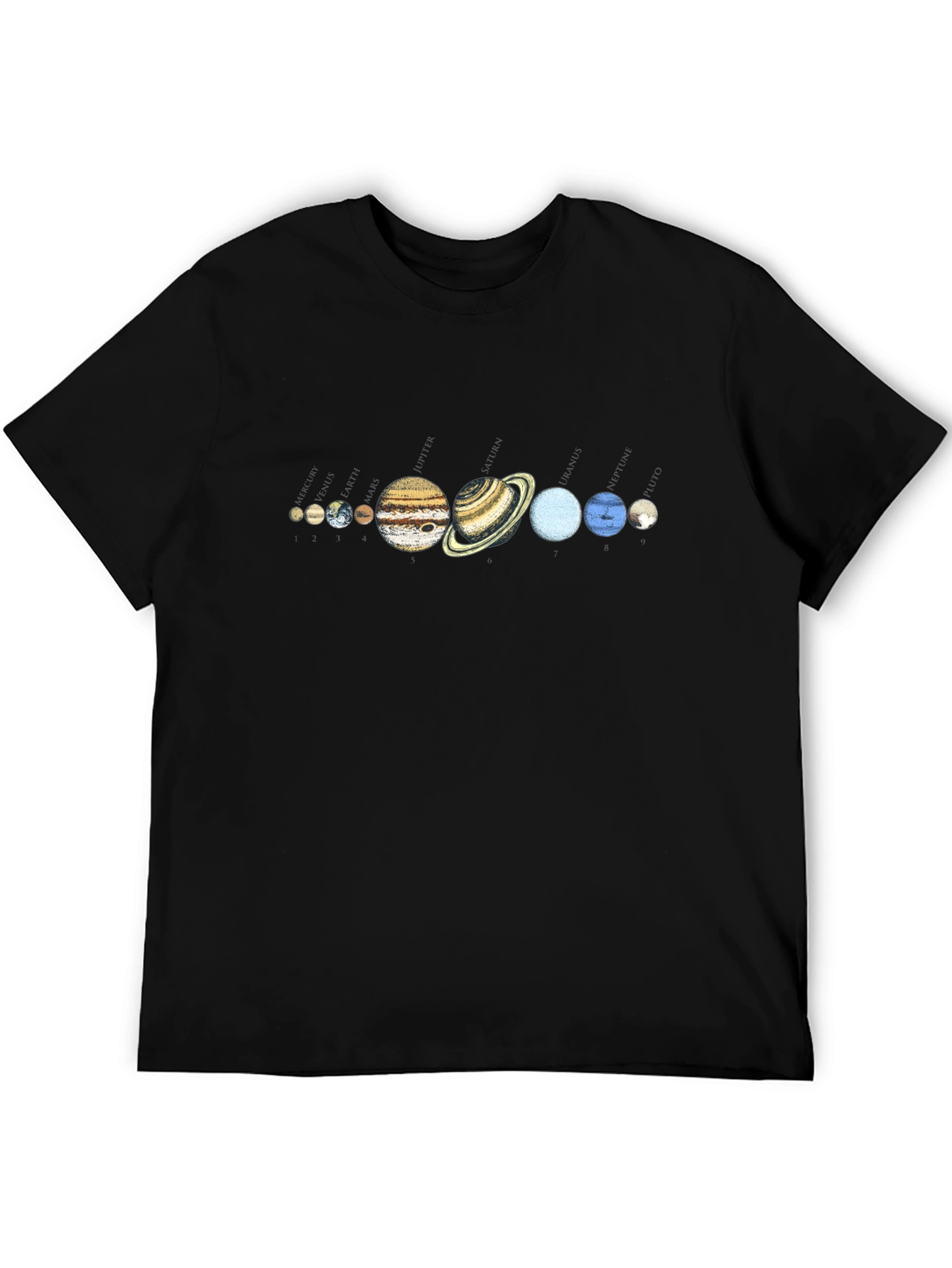 Black Solar System Planets Graphic T-Shirt view 5
