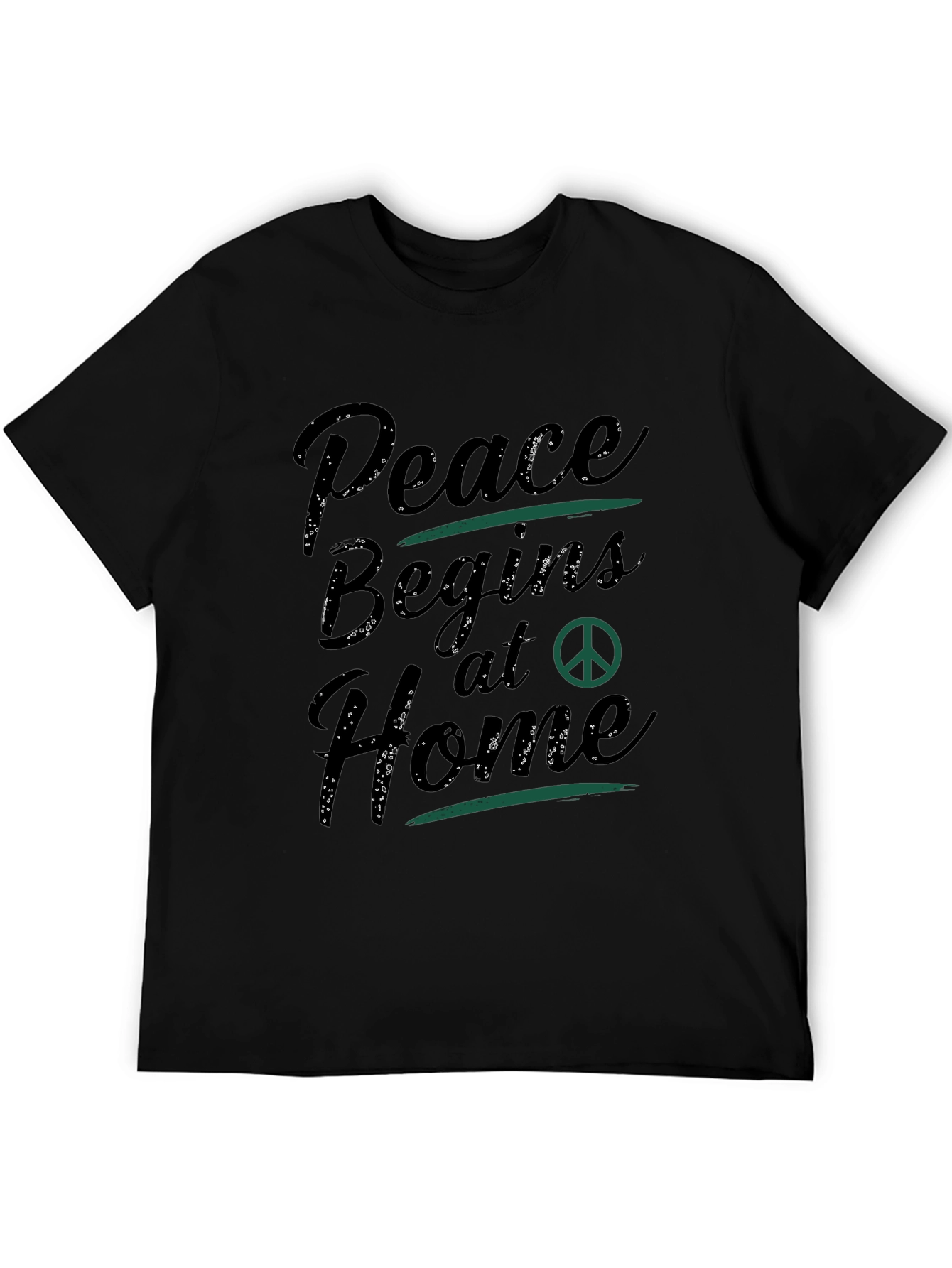 Black Peace Begins At Home Black T-Shirt view 5