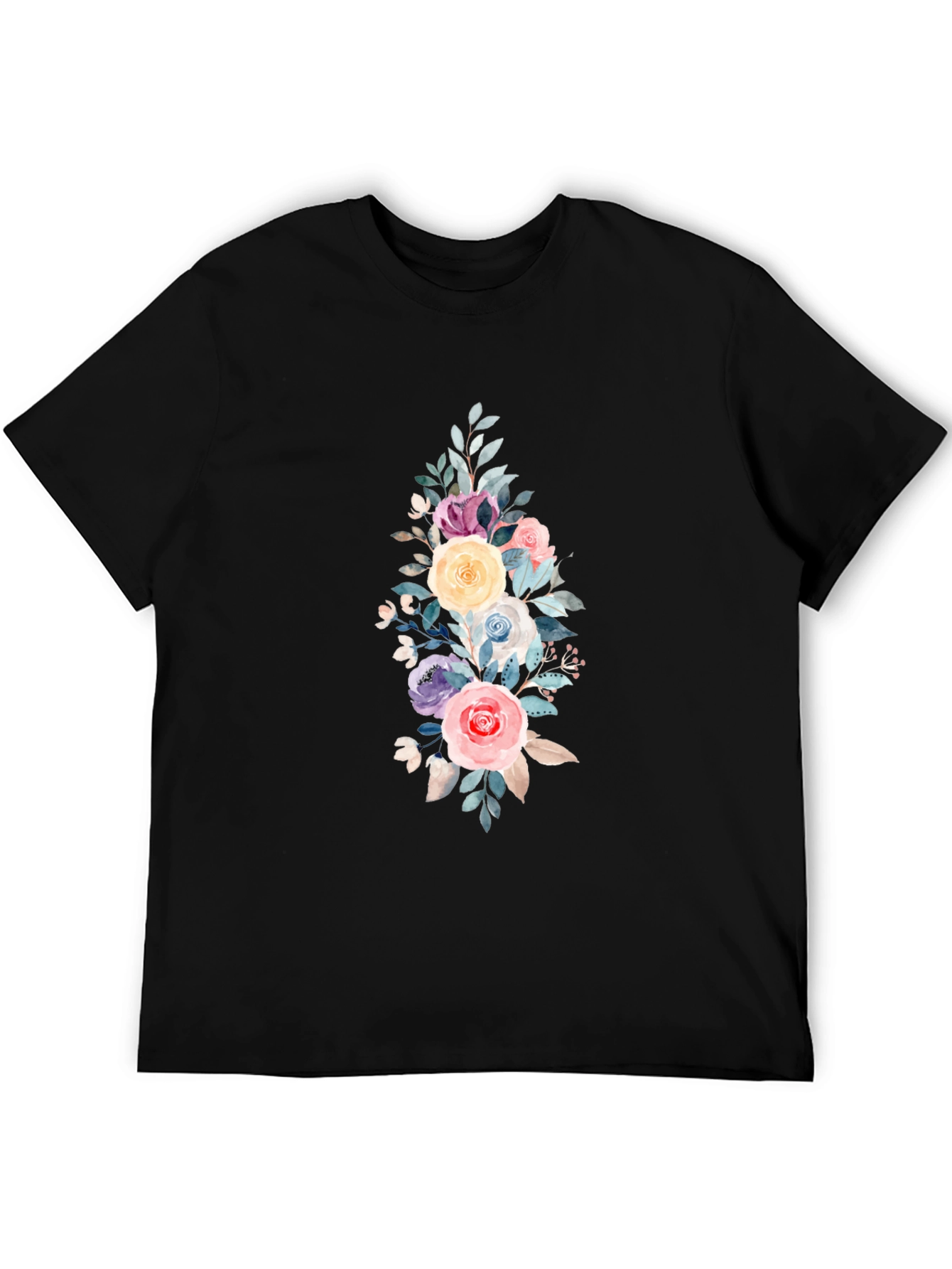 Black Floral Bouquet Graphic T-Shirt - Stylish Men's Tee view 5