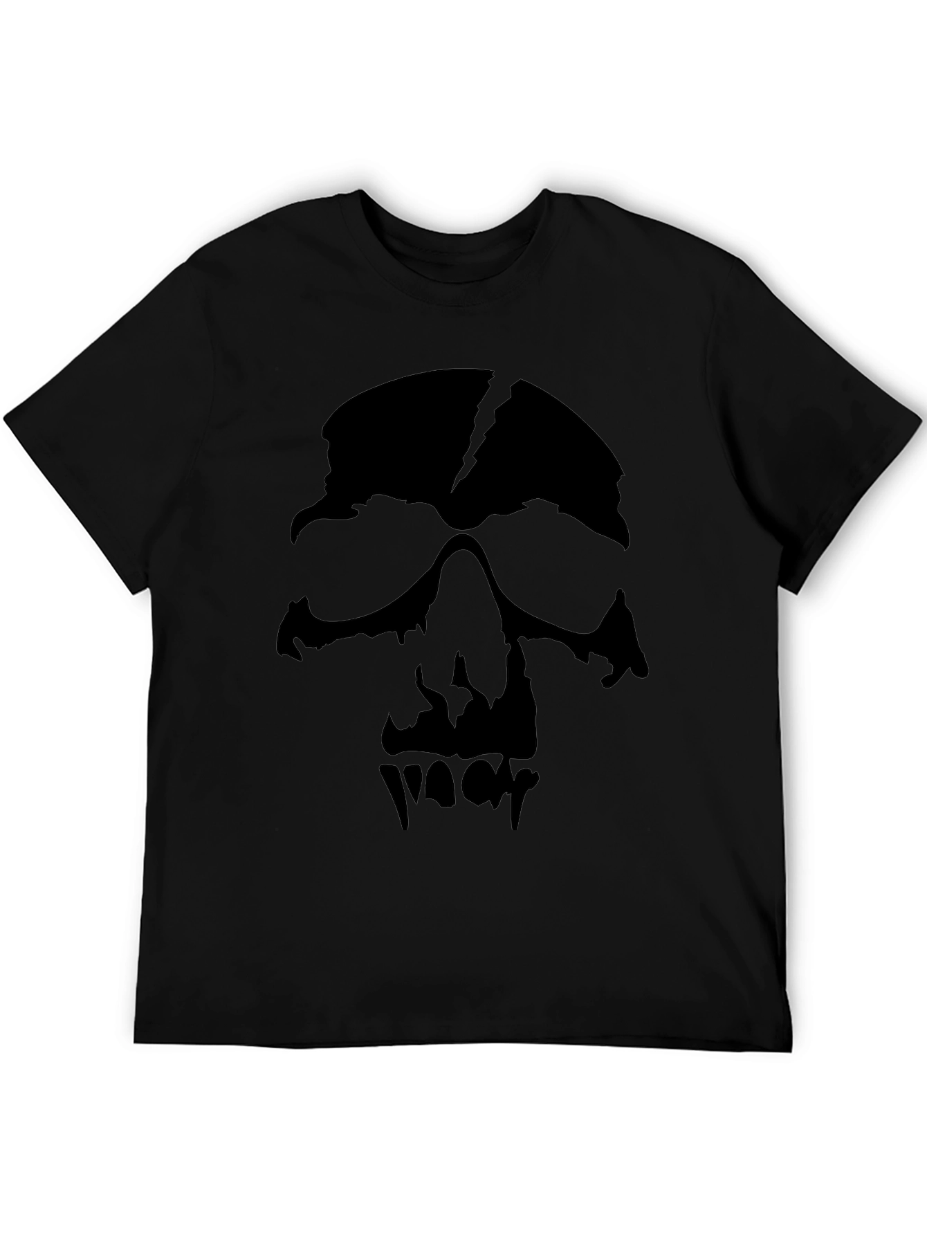 Black Men's Black Graphic Skull T-Shirt view 5