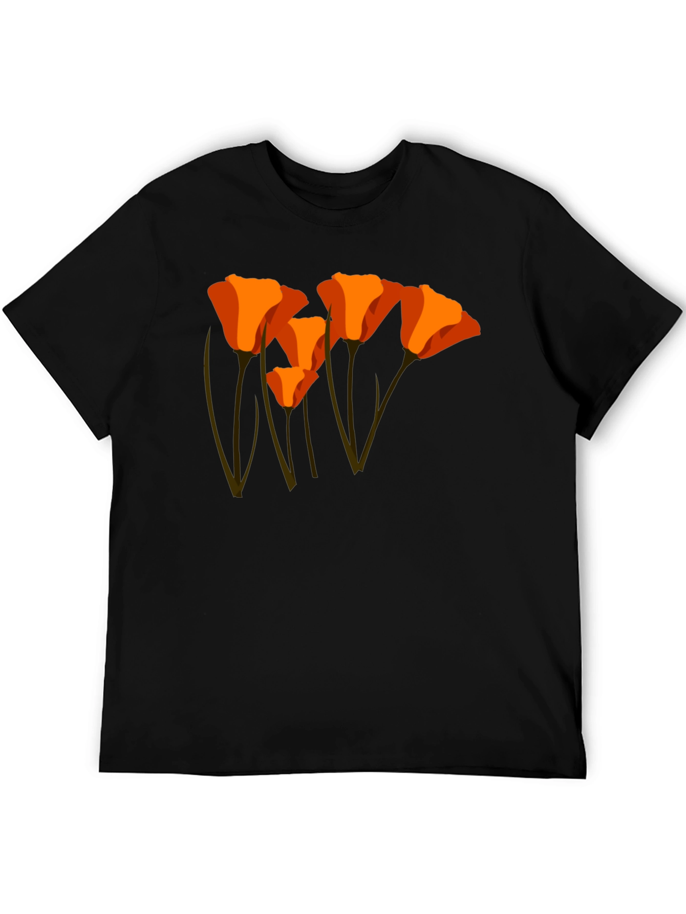 Black Orange California Poppy Graphic T-Shirt view 5