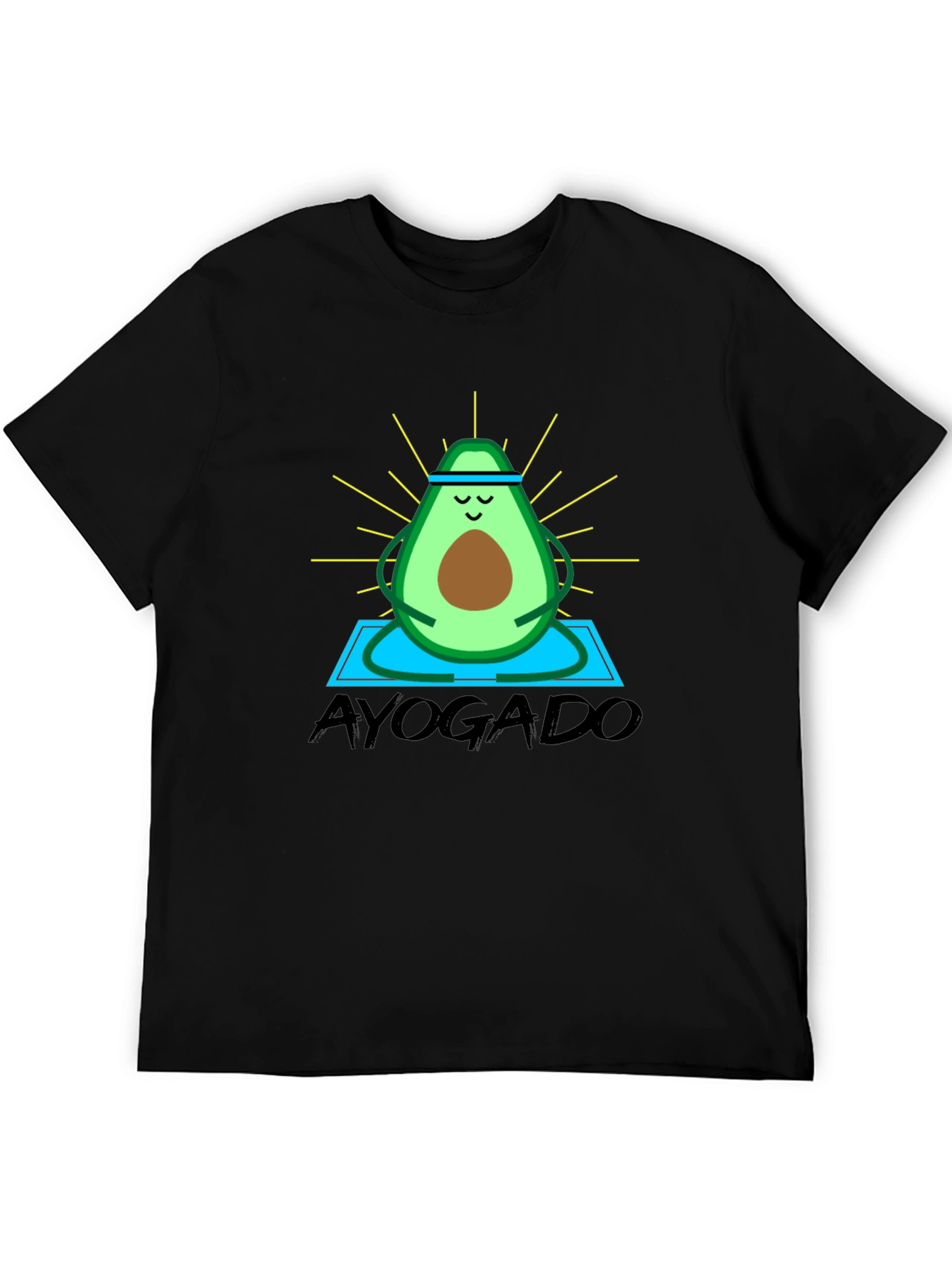 Black Ayogado Yoga Avocado Graphic T-Shirt view 5