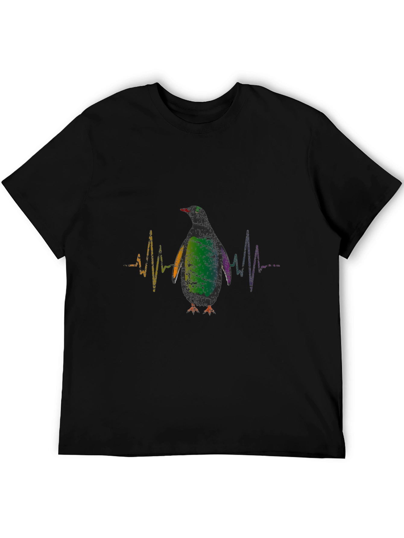 Black Penguin Heartbeat Graphic Tee - Black Cotton Blend view 5