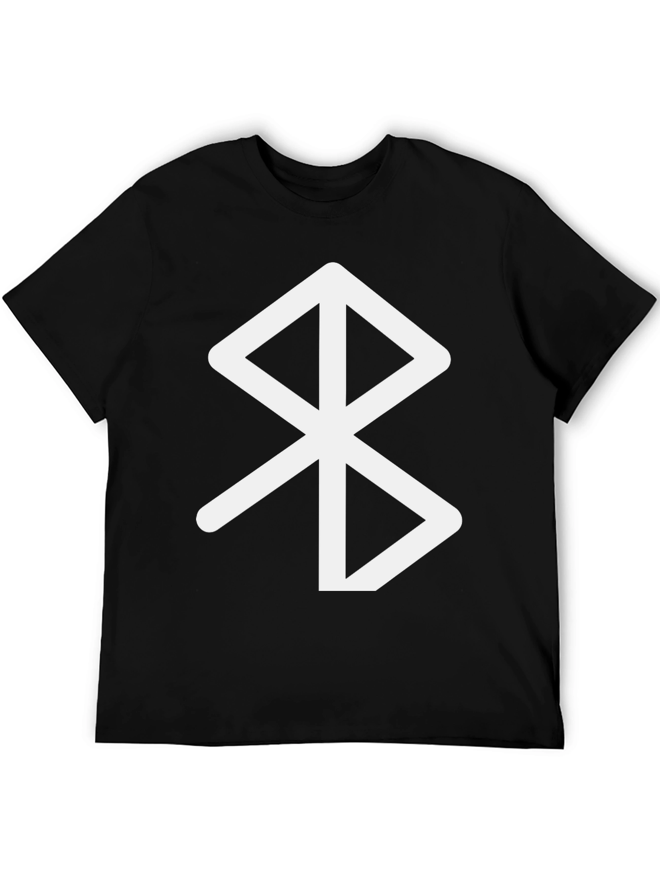 Black Black T-Shirt with White Bluetooth Symbol view 5