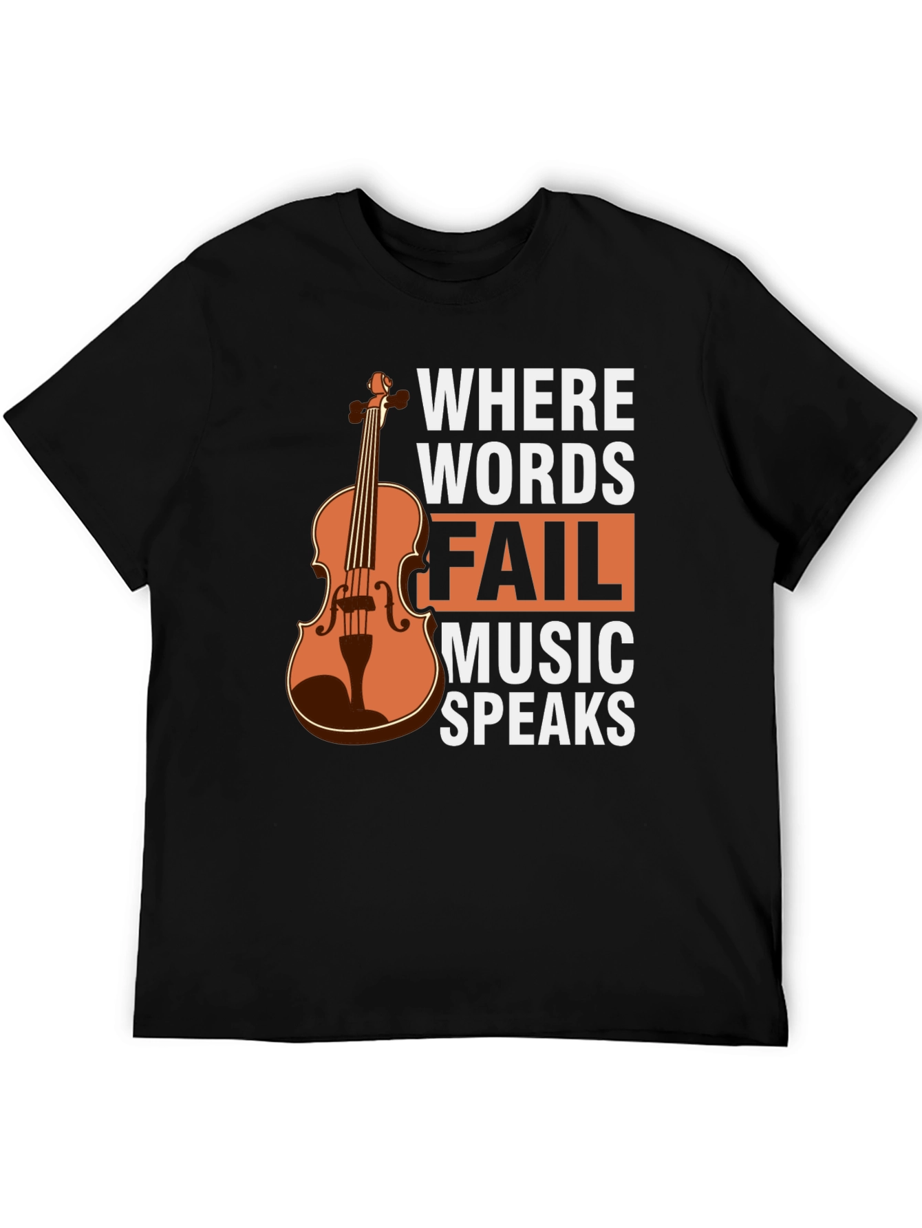 Black Music Speaks T-Shirt - Violin Graphic Tee view 5
