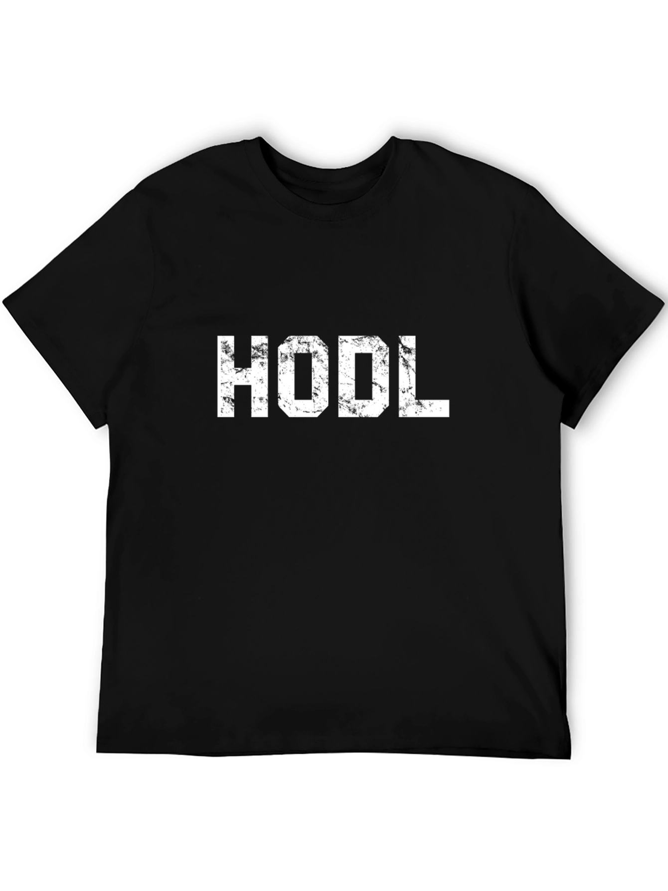 Black HODL Crypto T-Shirt - Distressed White Print on Black view 5