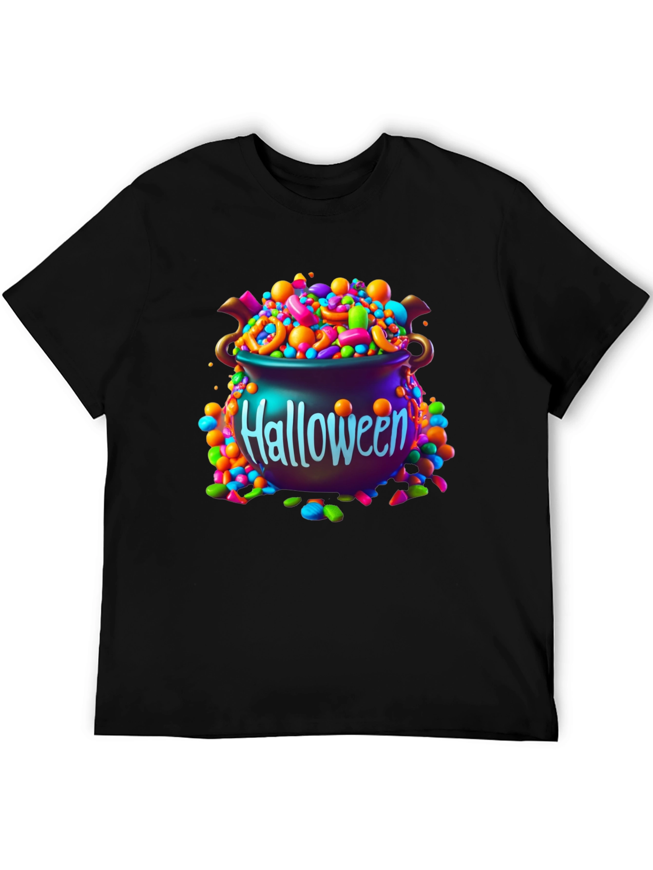 Black Halloween Candy Cauldron Graphic Tee view 5