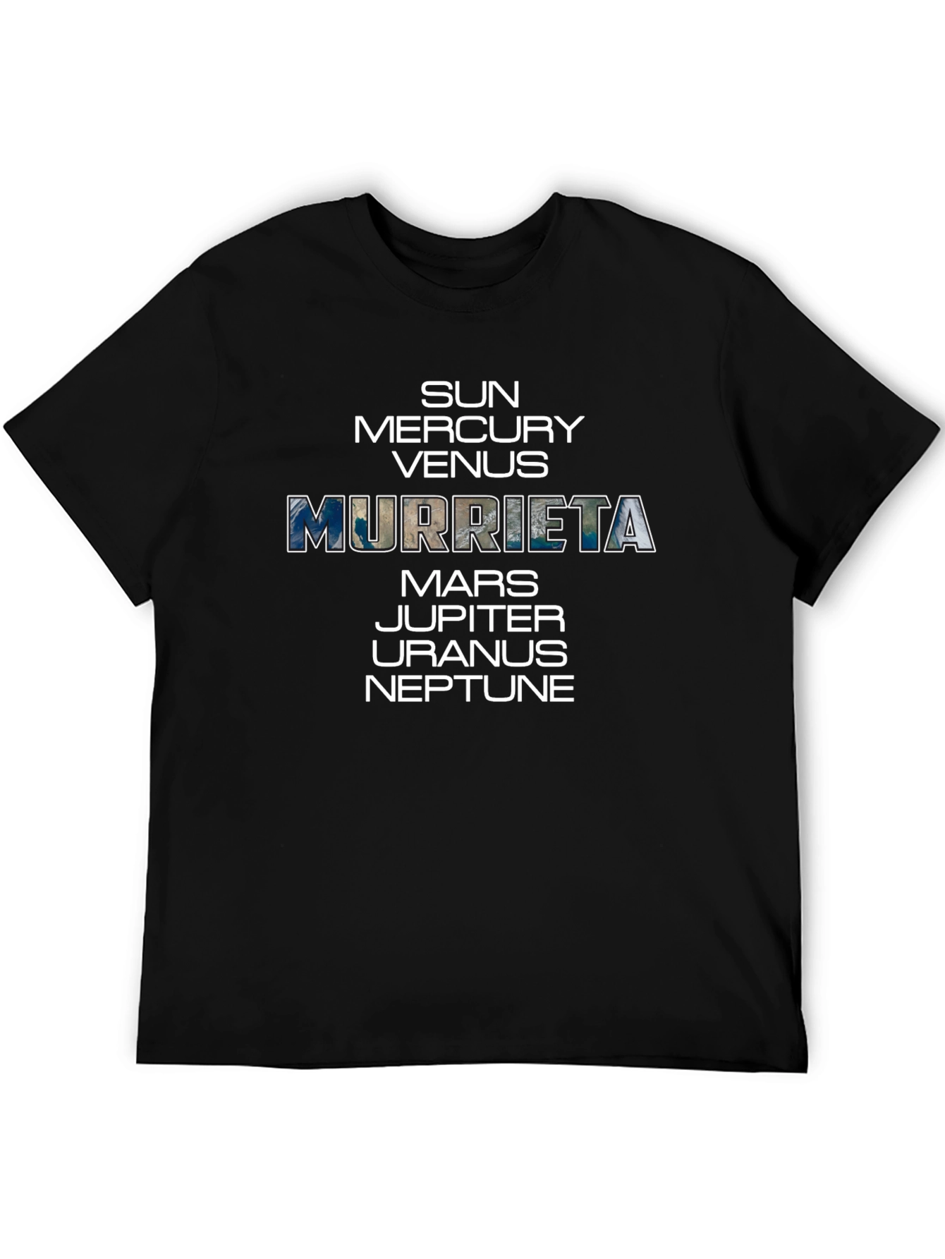 Black Murrieta Planets T-Shirt - Space Fan Gift view 5