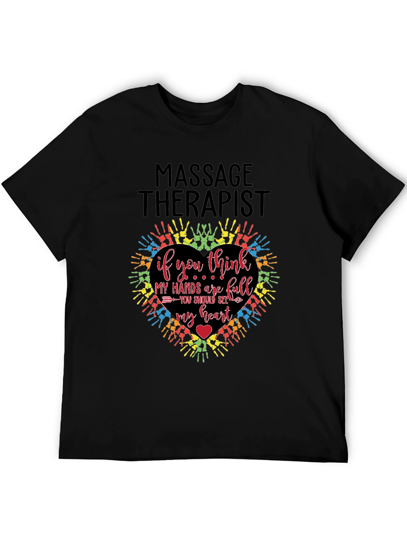 Black Massage Therapist Heart Hands T-Shirt view 5