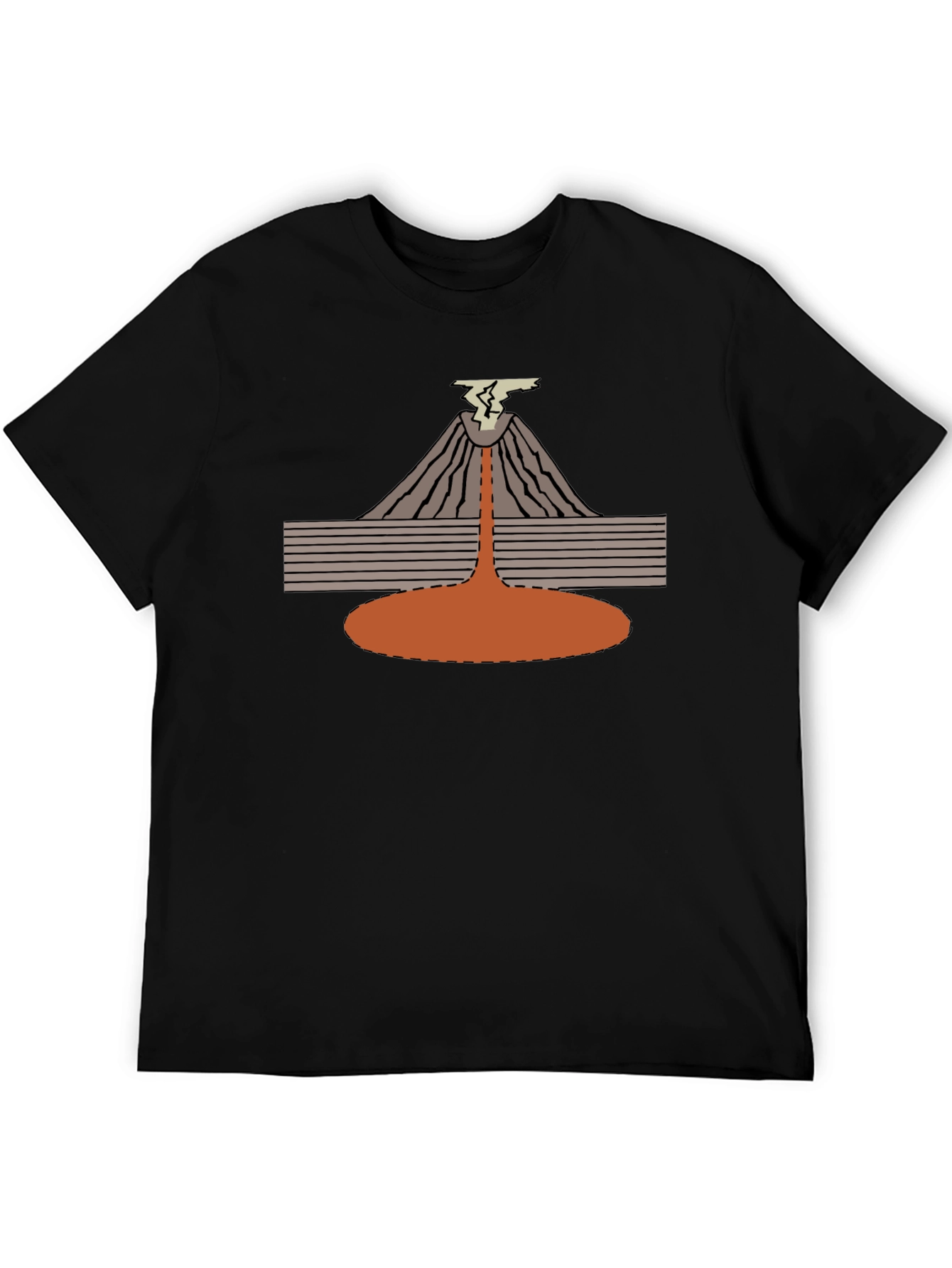 Black Volcano Eruption Graphic Tee - Black Cotton T-Shirt view 5