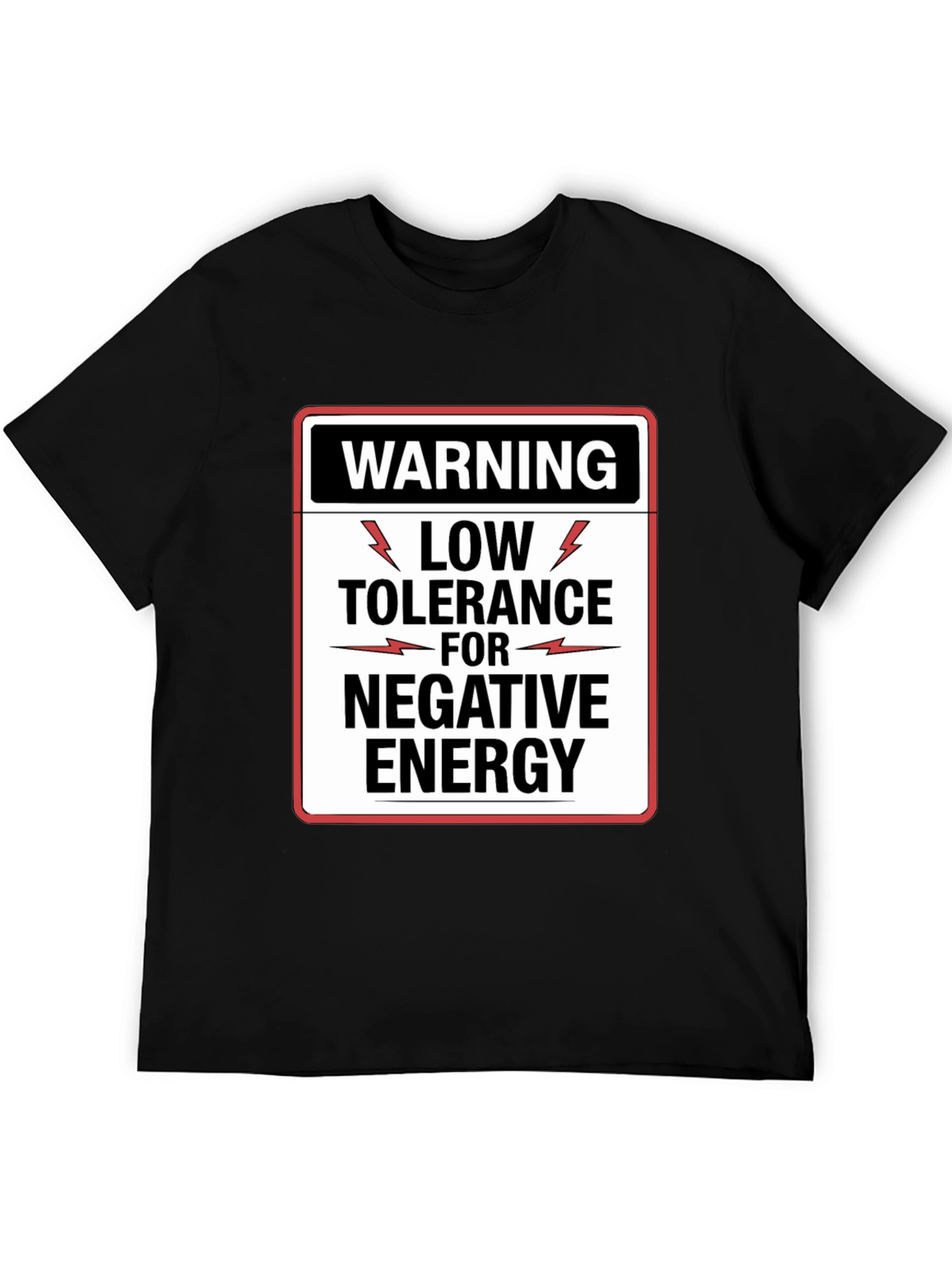 Black Warning Low Tolerance Negative Energy Graphic Tee view 5