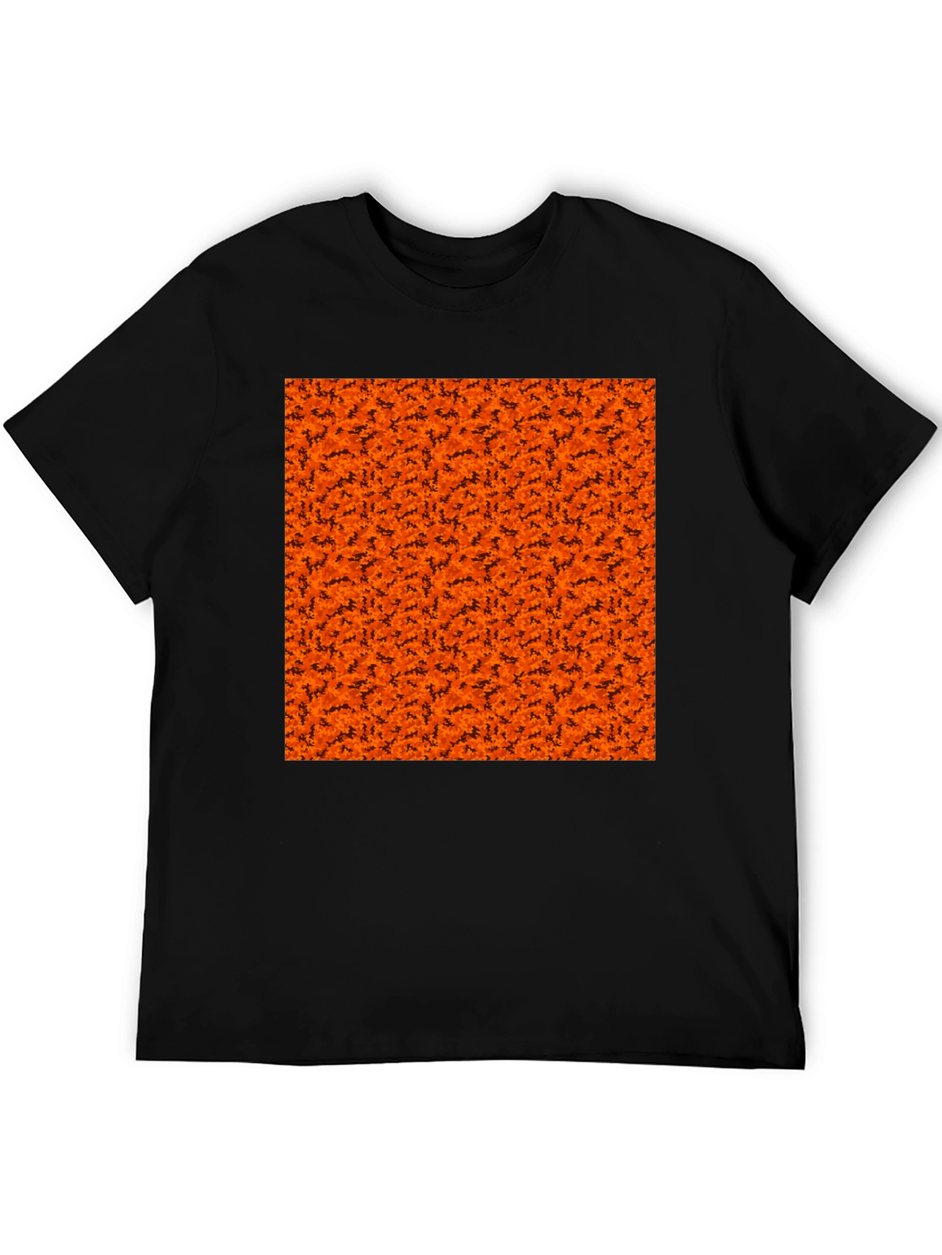 Black Halloween Orange Bats Pattern Black T-Shirt view 5