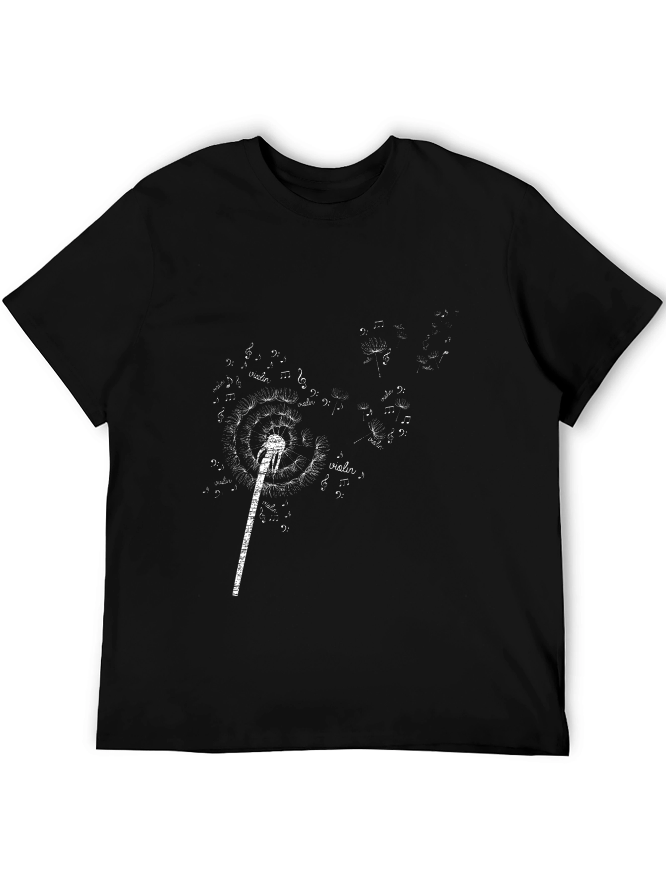 Black Musical Dandelion T-Shirt - Black, Unique Design view 5