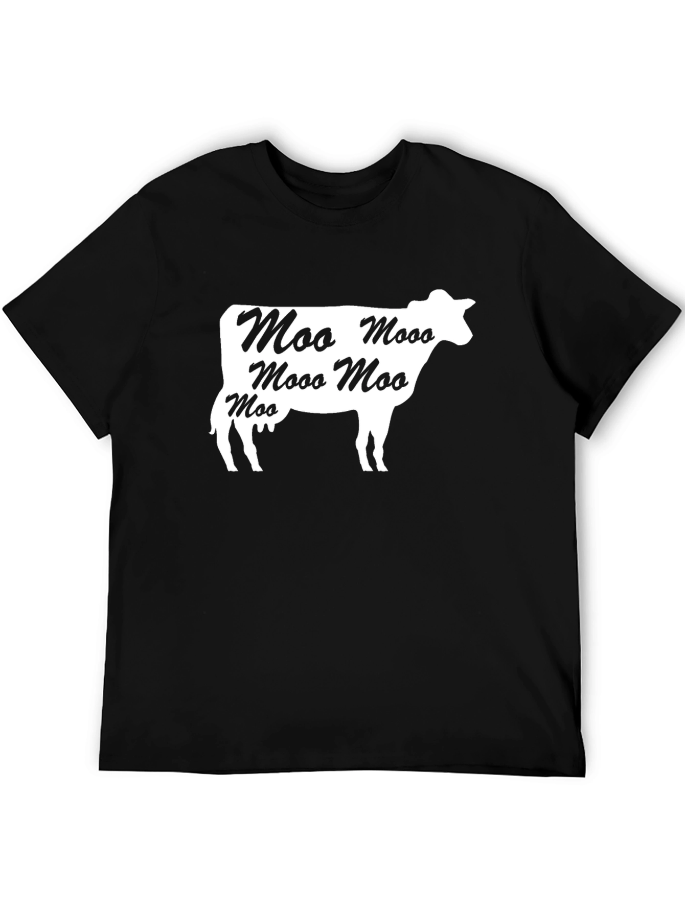 Black Moo Cow Graphic Tee - Black Cotton T-Shirt view 5