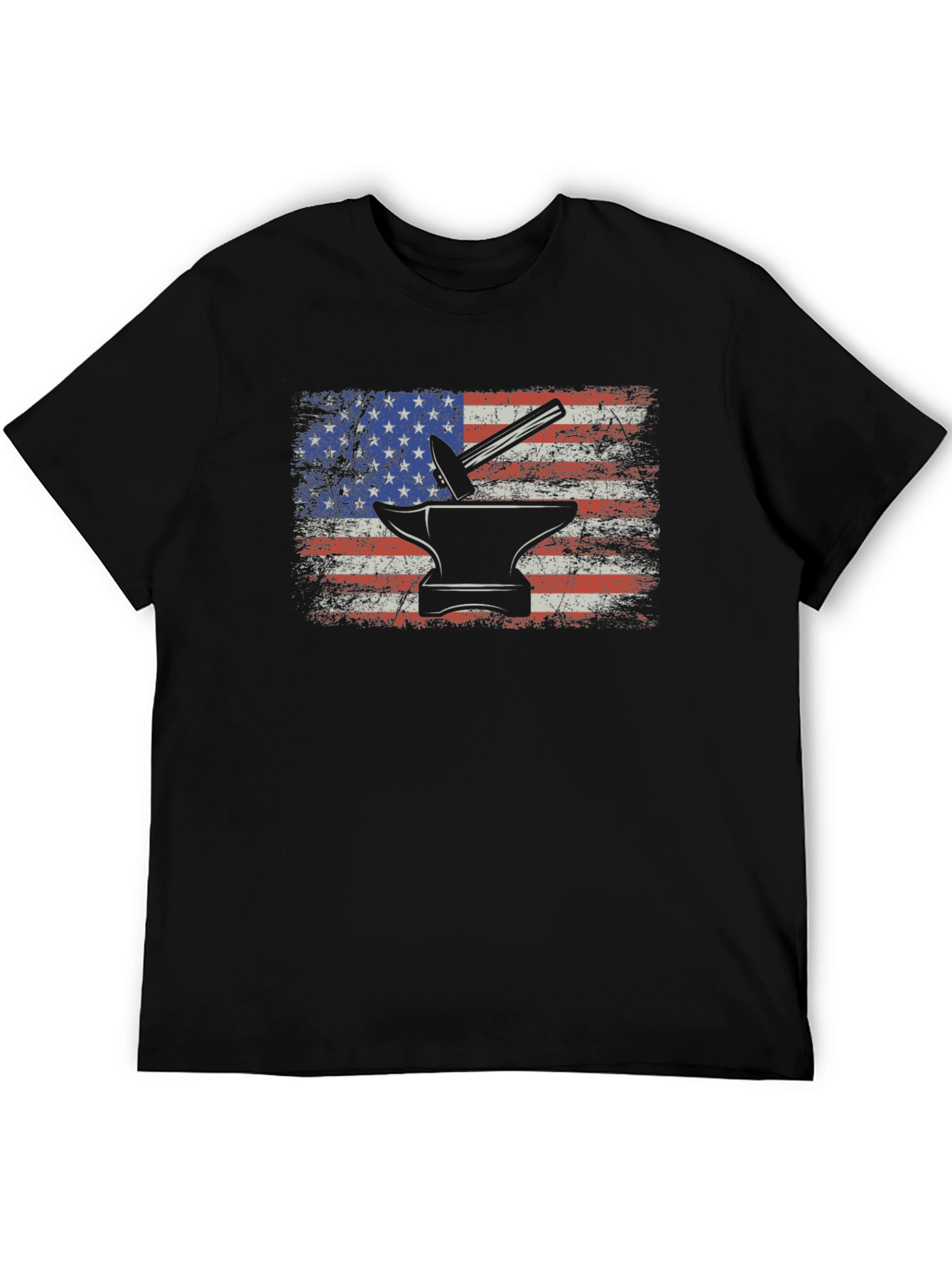 American Flag Blacksmith T-Shirt - Patriotic Anvil Hammer Tee - 5