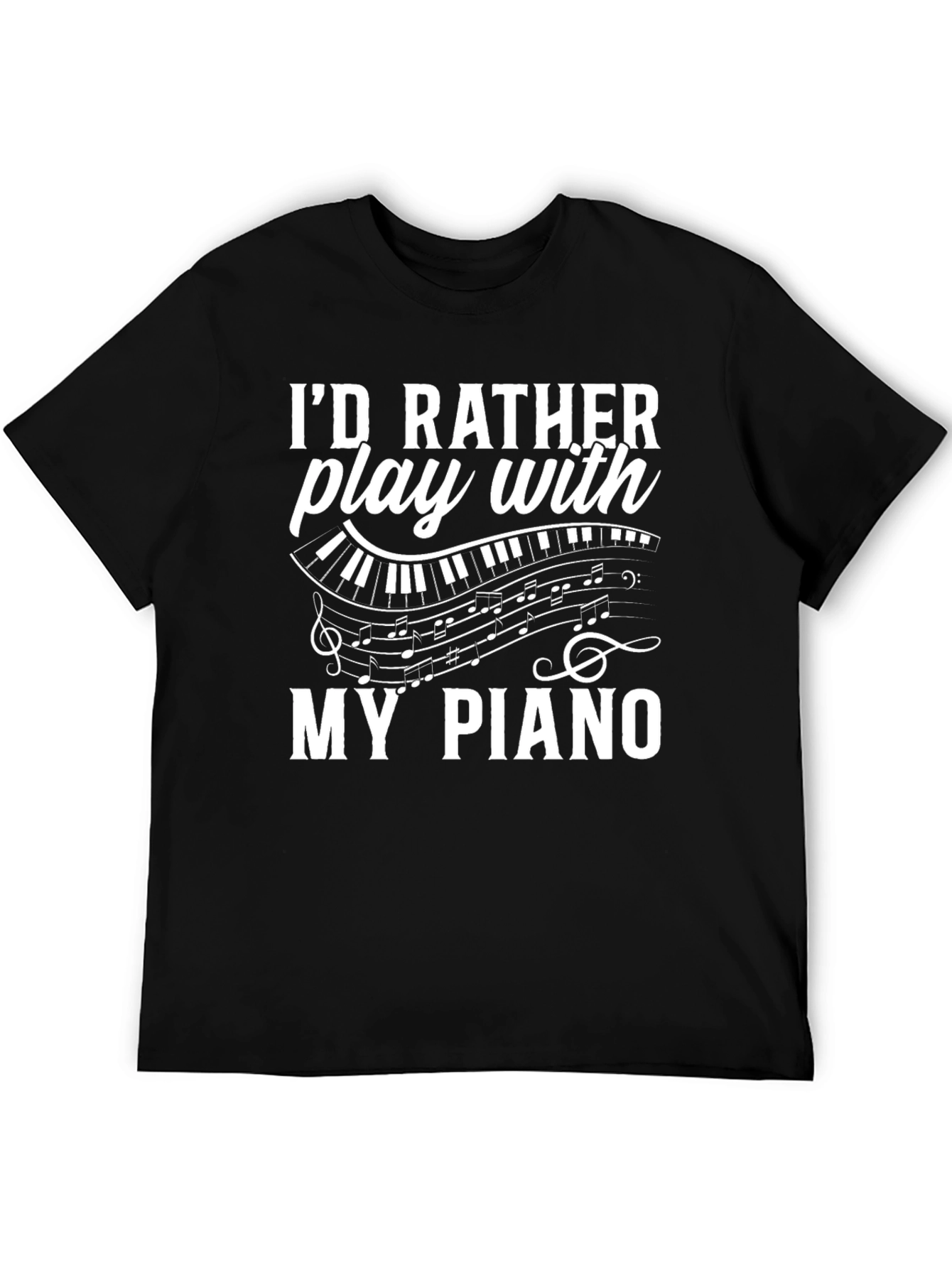 Black I'd Rather Play My Piano Graphic Tee view 5