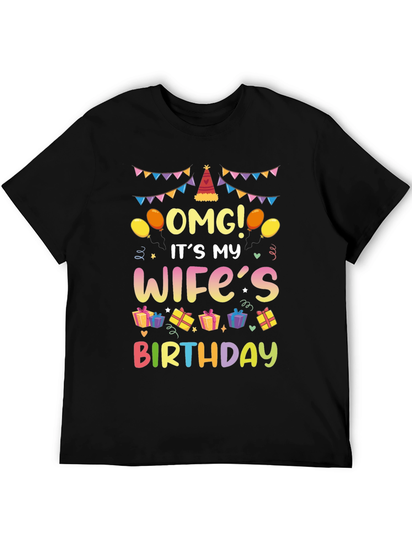 Black OMG It's My Wife's Birthday T-Shirt view 5